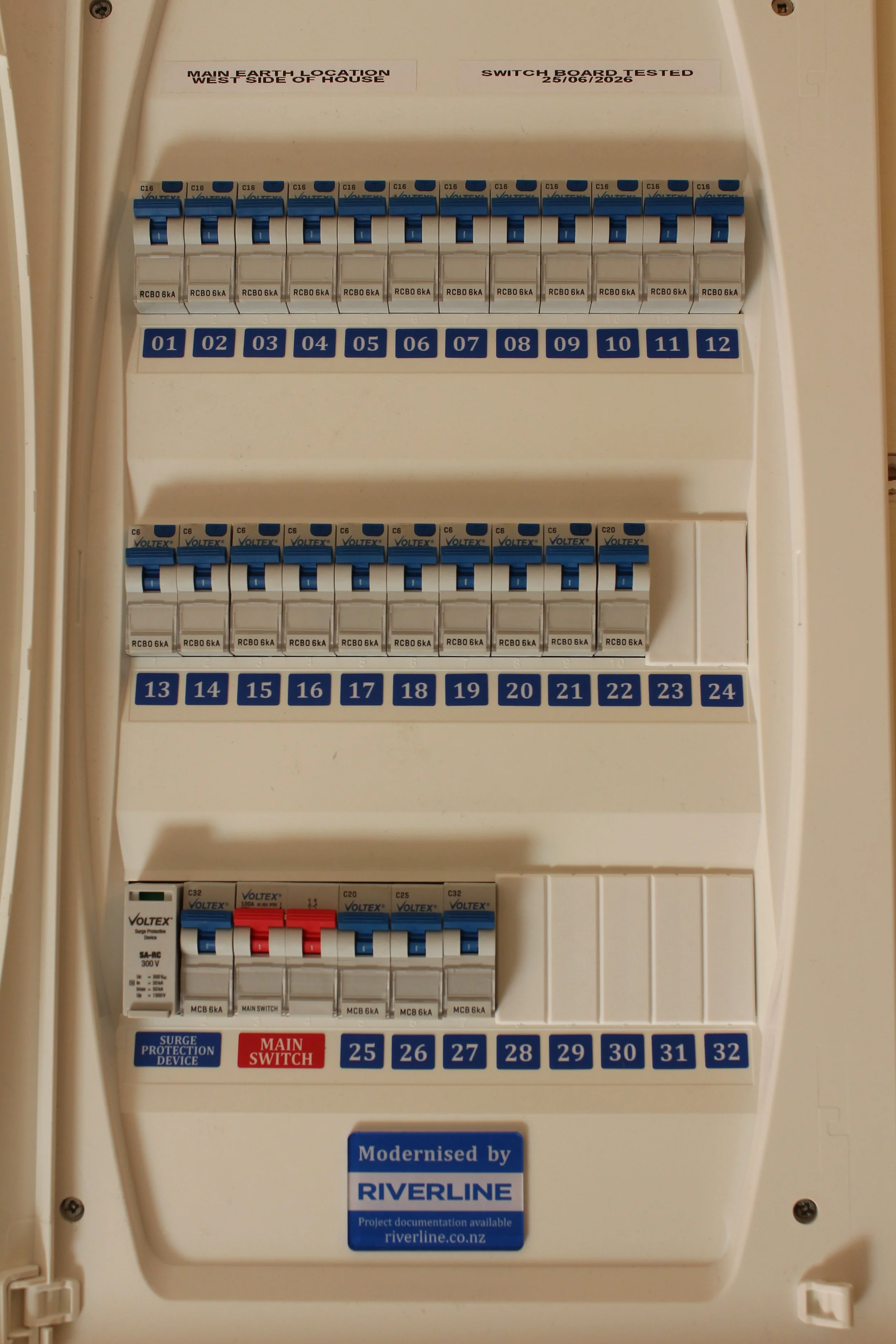 Home switchboard modernised with RCBO protection and clearer circuit separation