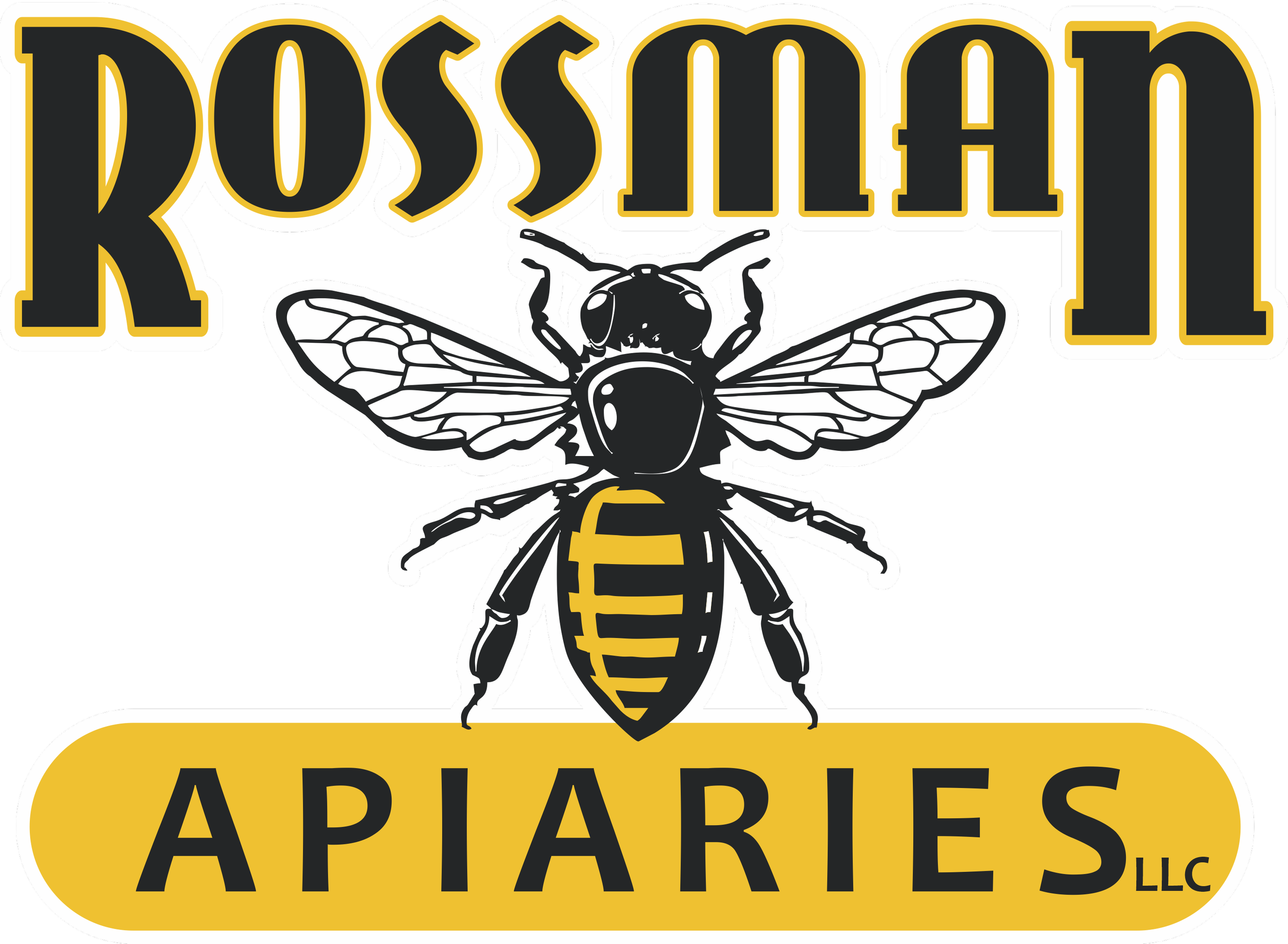 Logo for Appliques LLC featuring a bee with wings spread out, with black and yellow stripes, and the company name in black text on a yellow background.