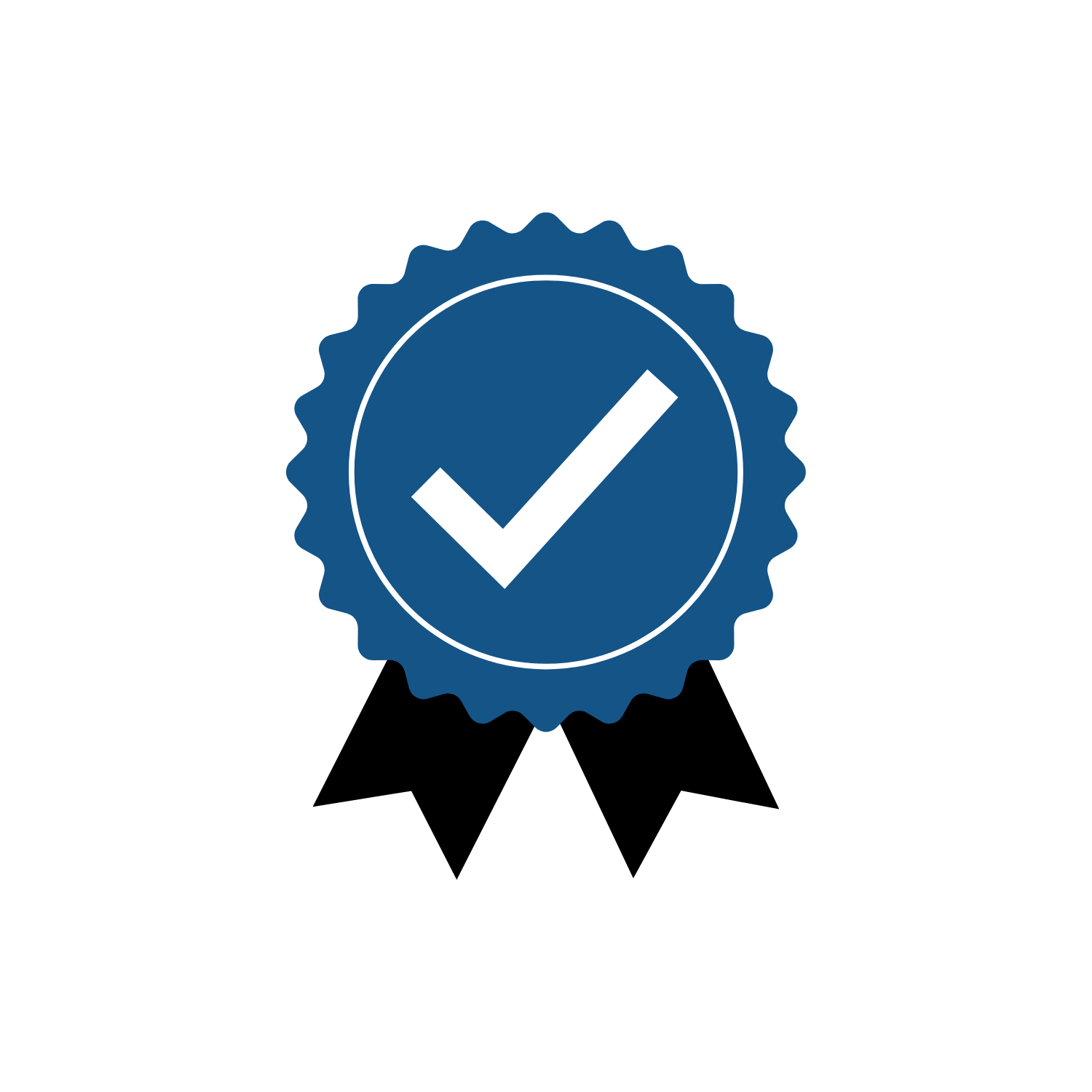 A blue seal with a white checkmark inside, symbolizing certification or approval, with the words "Verified" below.