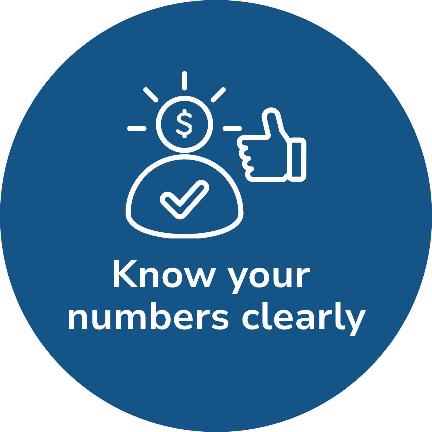 Circular blue badge 'Know your numbers clearly'.