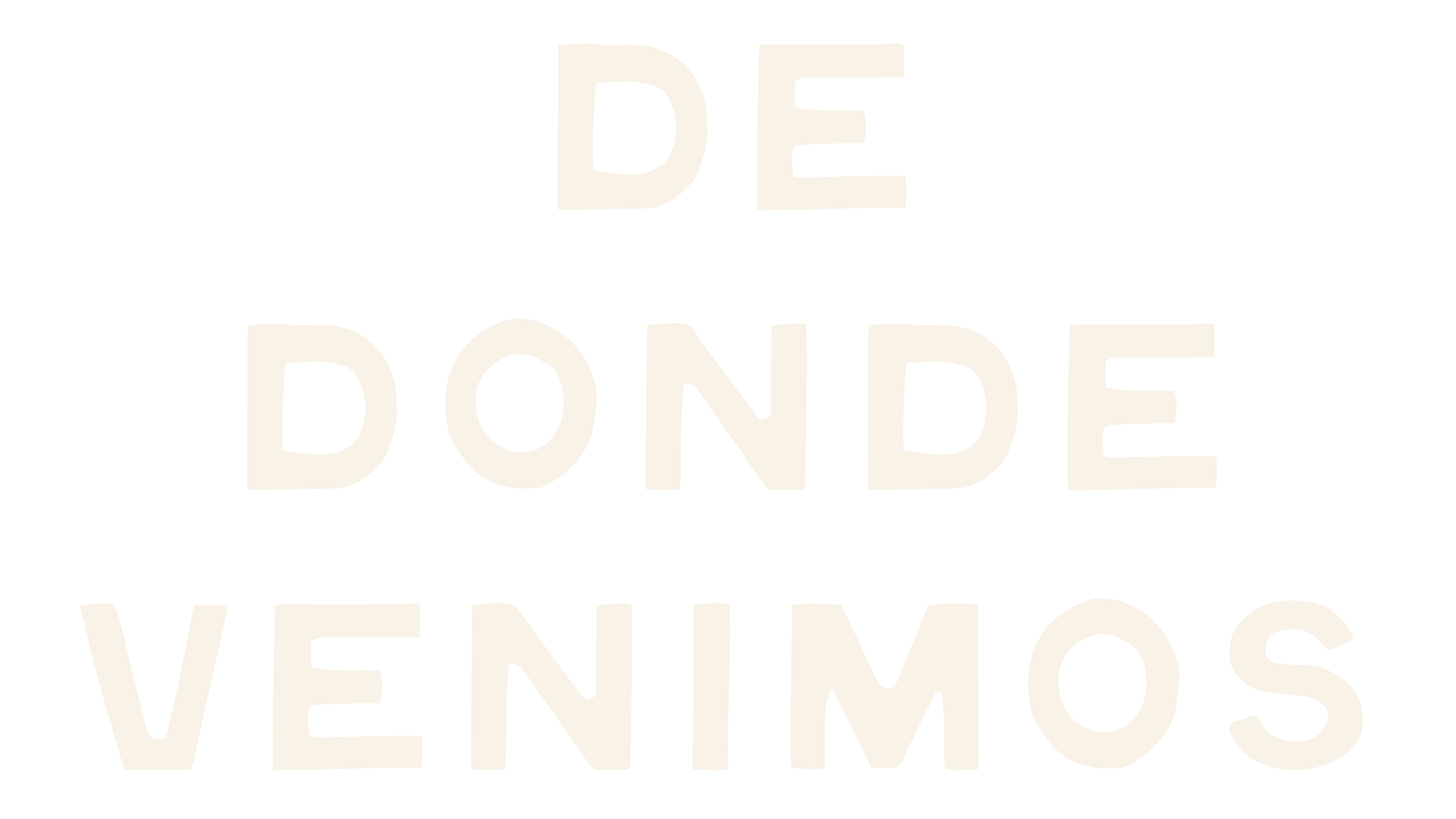 Black background with white text in Spanish reading 'De Donde Venimos'