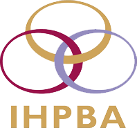 Logo of the IHPBA featuring interlinked rings in gold, purple, and pink above the acronym IHPBA.