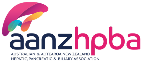 Logo of the Australian and New Zealand Hepatic, Pancreatic, and Biliary Association with a colorful abstract design above the text.