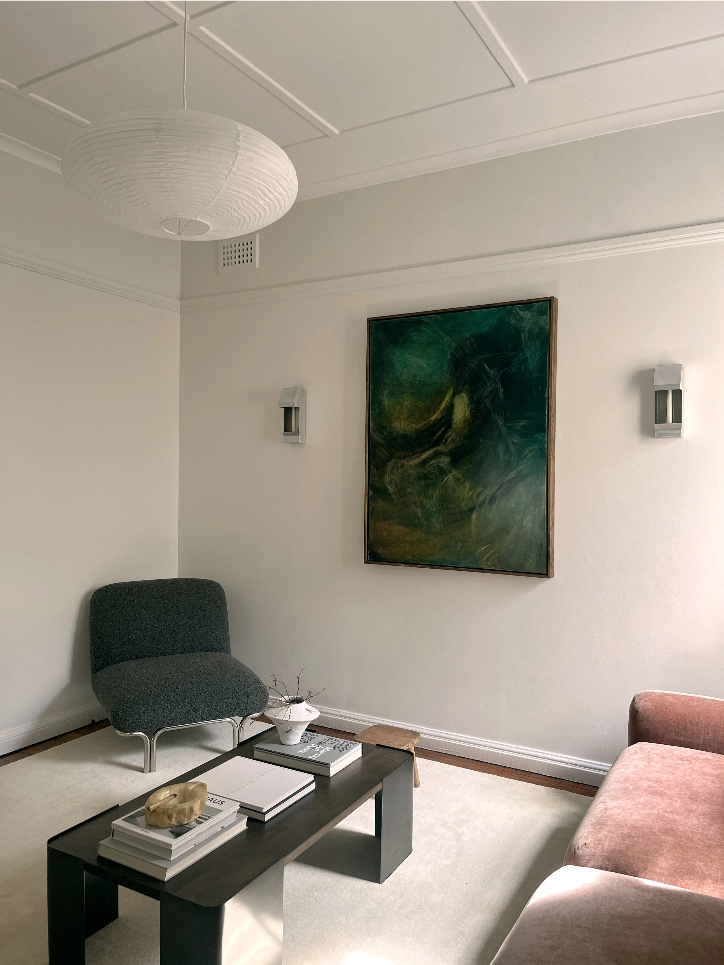 An editorial-style living space capturing light, form, and materiality. A clean, design-led residential interior.