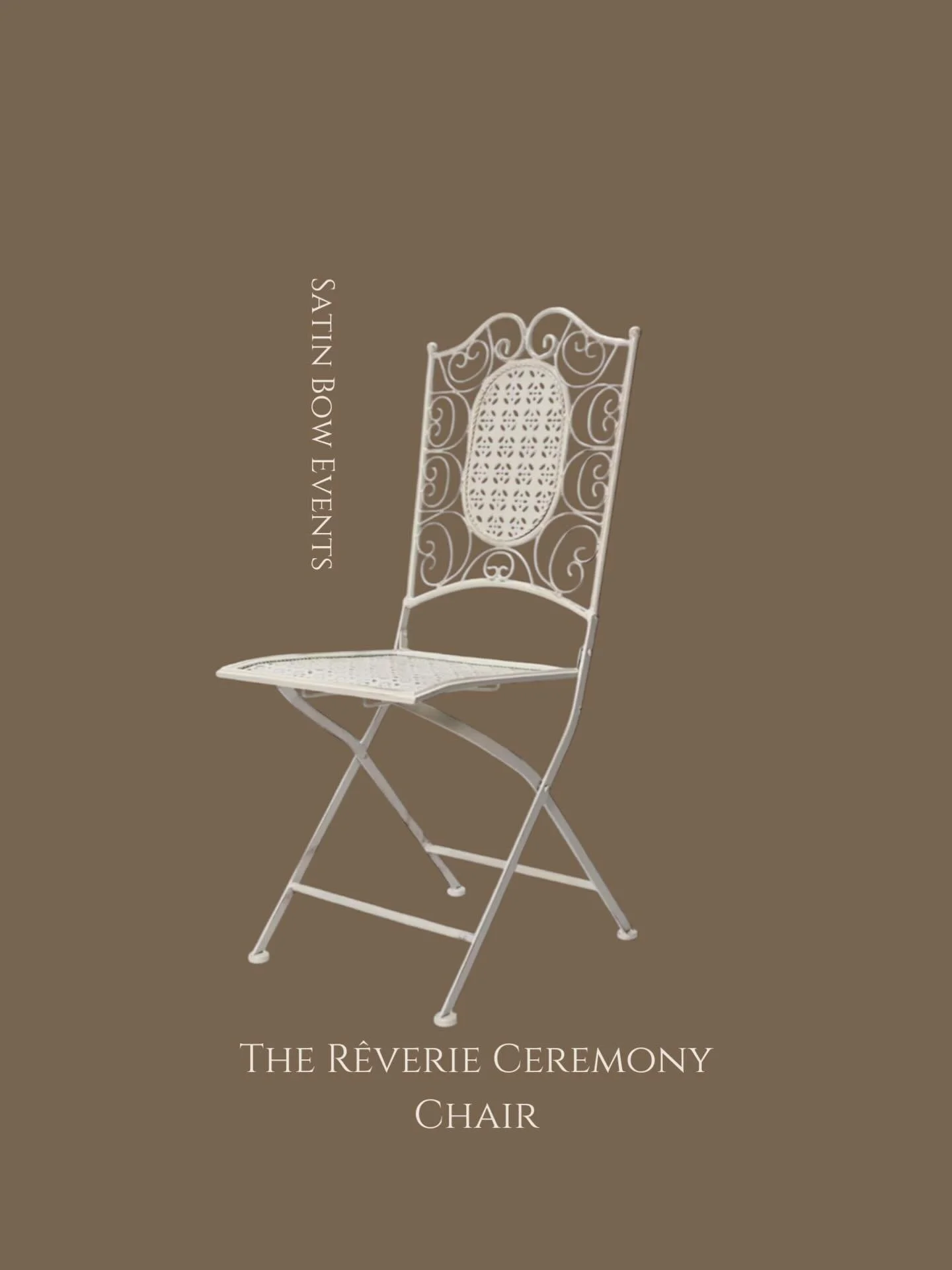 INTRODUCING:  The R&ecirc;verie Ceremony Chairs. Coming early May. 60 available 
&bull;
&bull;
&bull;
#weddingstyling #weddingdecor #eurowedding #weddingidea