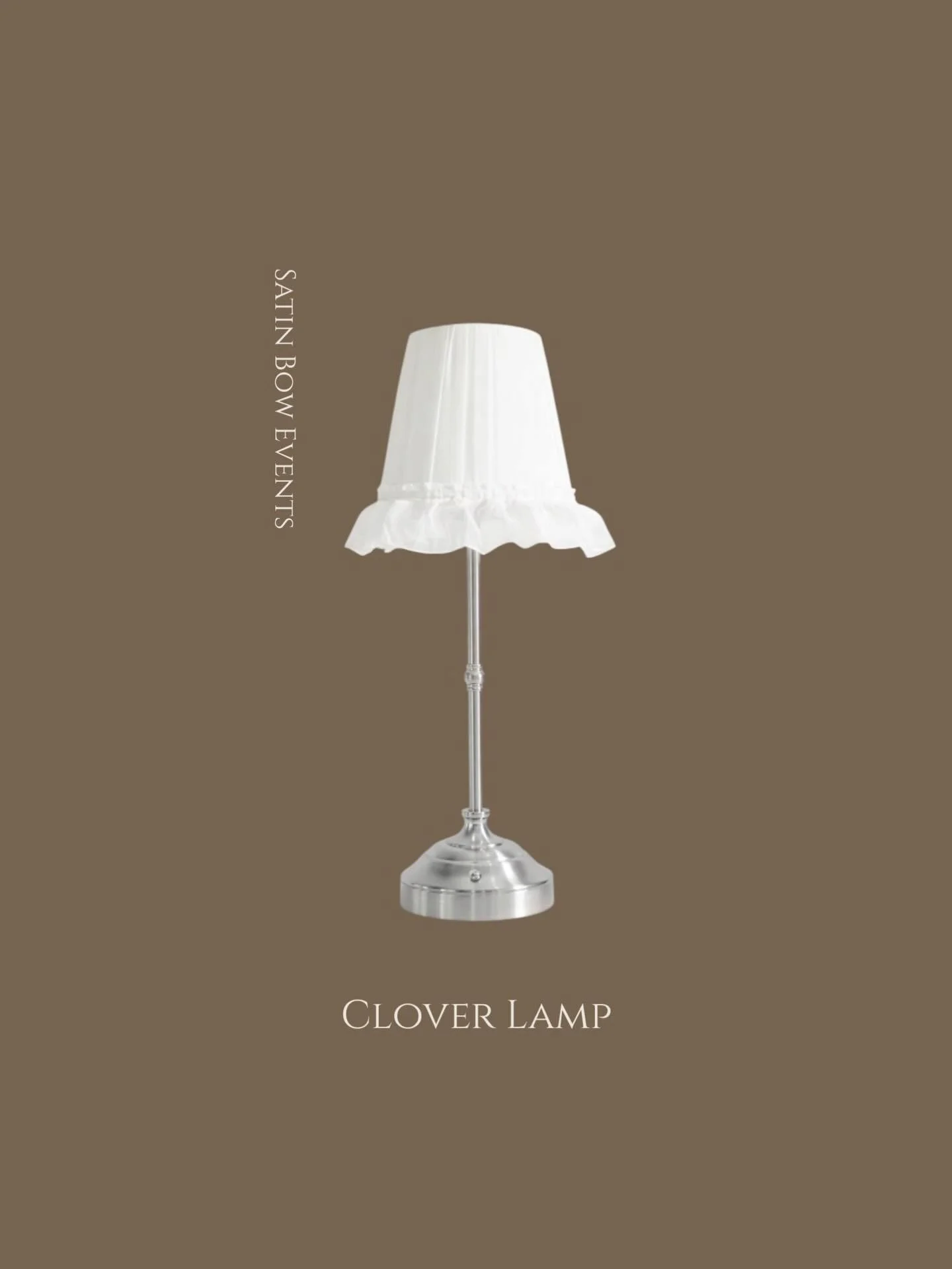 INTRODUCING: Clover 
Soft, sculptural lighting with a silver base, pleated form and subtle ruffled trim
&bull;
&bull;
&bull;
#eventstyling #weddinglamps #weddingidea #wedsingdecor #weddingstyling