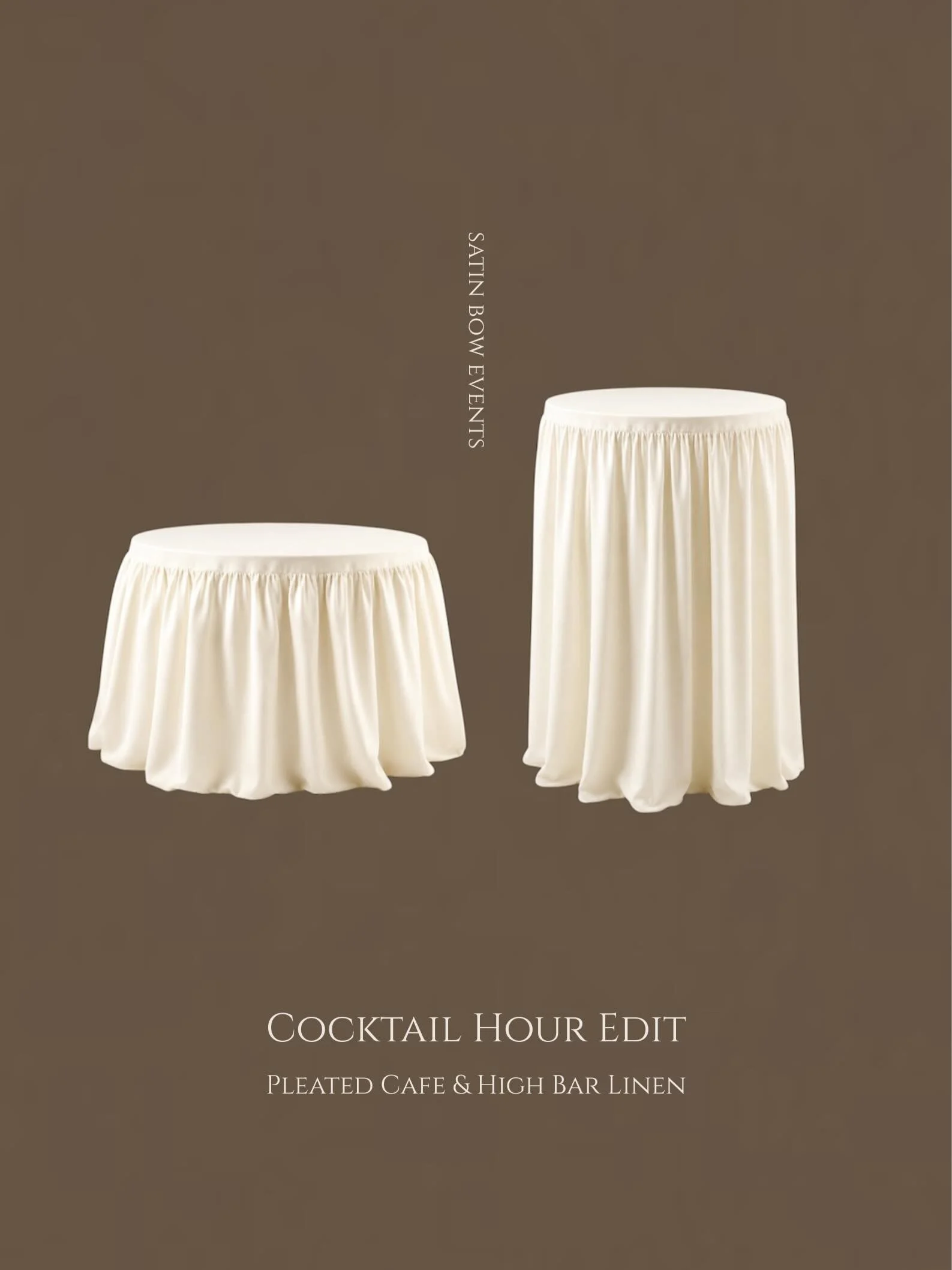 INTRODUCING: The Cocktail Hour Edit. Pleated designs in multiple colour ways. Suitable for x4 cafe tables with a diameter of 70-80cm and x4 high bar tables with a diameter of 60-75cm 
&bull;
&bull;
&bull;
#eventstyling #draping #weddingdraping #weddi