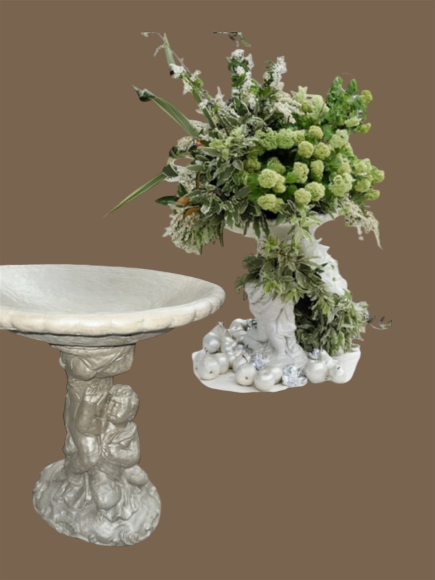 Pearl Cherub Birdbath