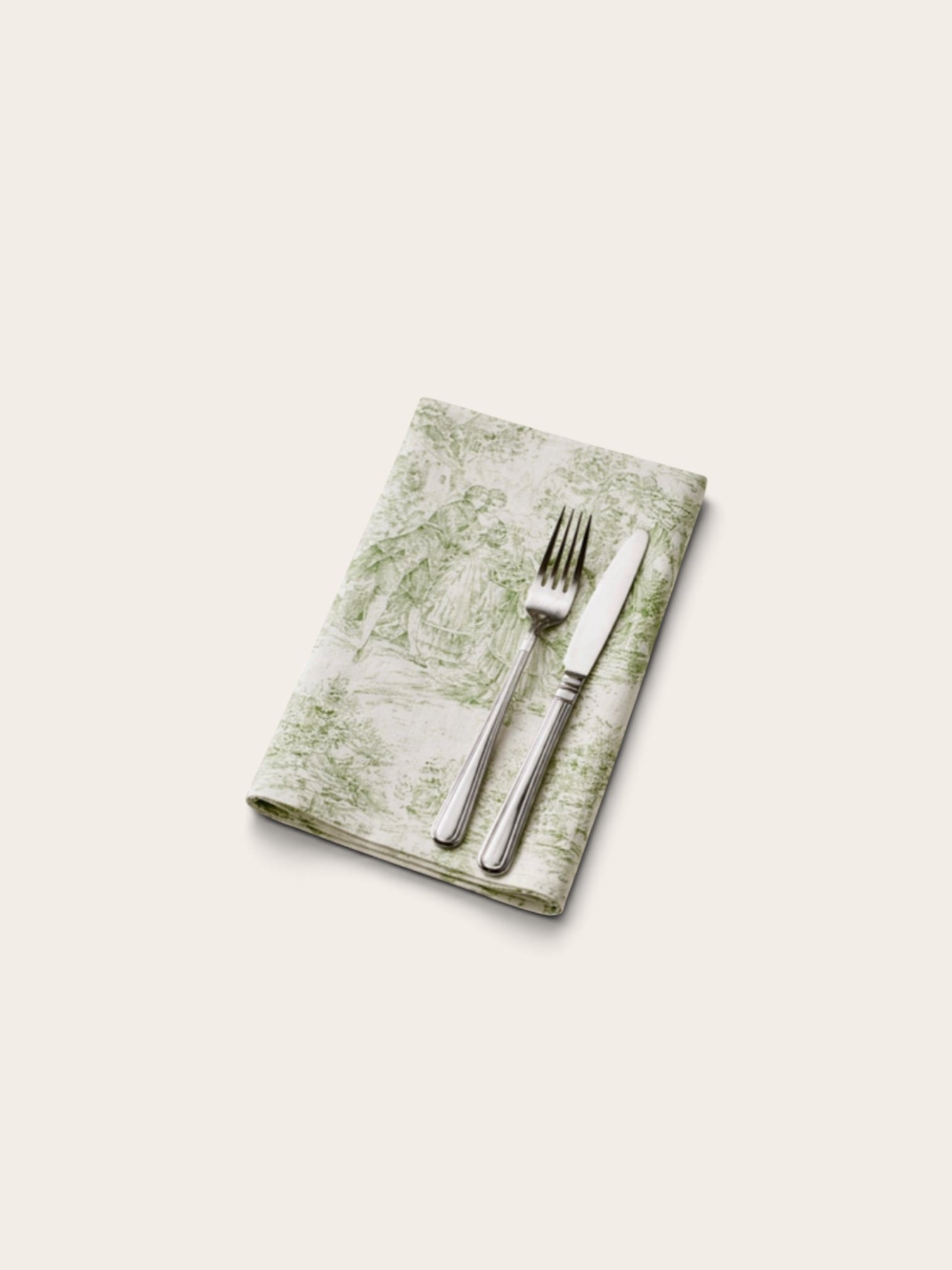 Toile De Jouy Napkins - Green/White