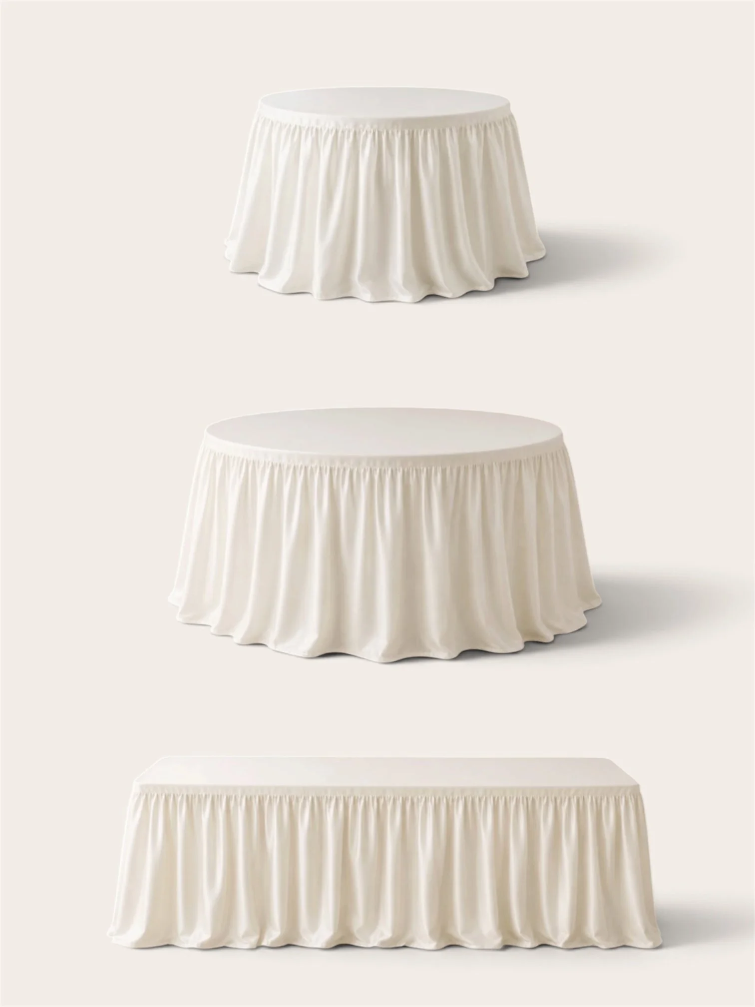Large Pleated Tablecloths- Ivory