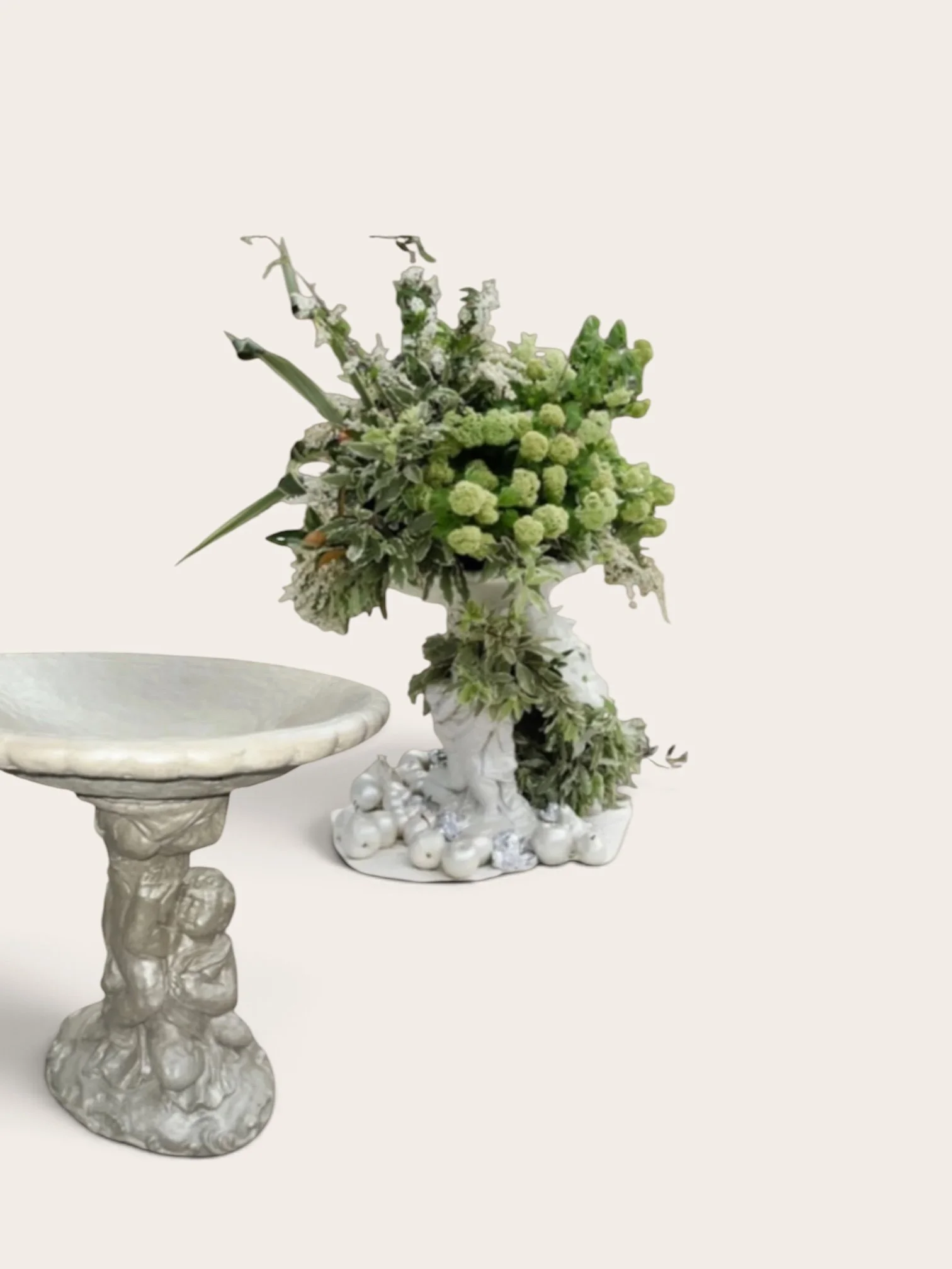 Pearl Cherub Birdbath
