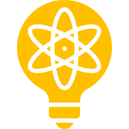 Lightbulb with an atom symbol inside