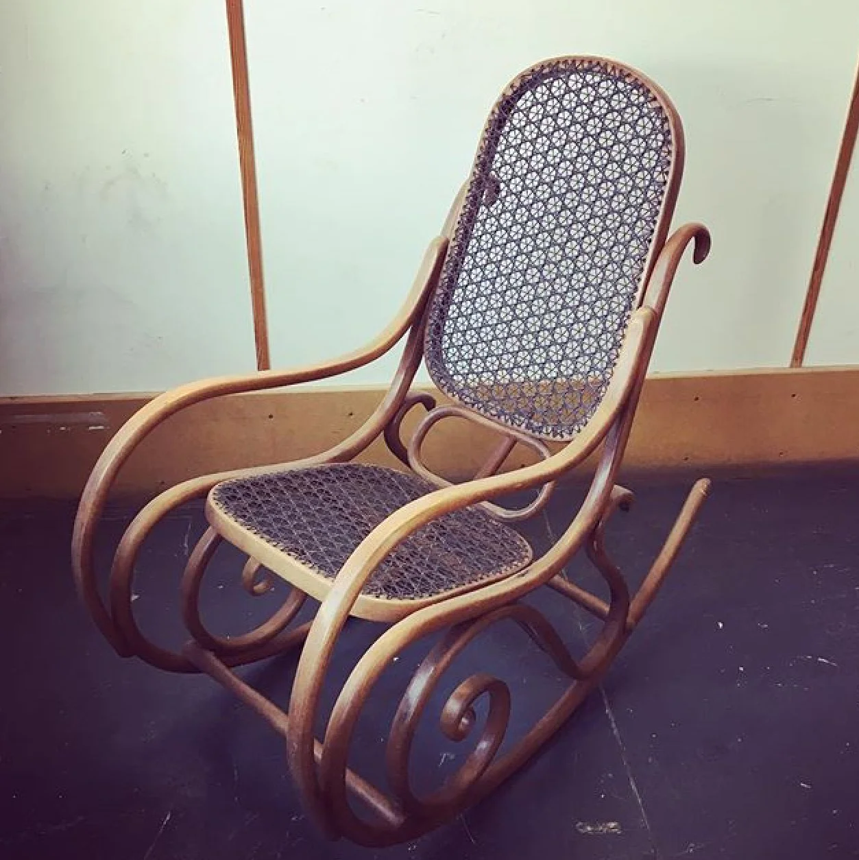 Leather Weave Thonet Rocking Chair