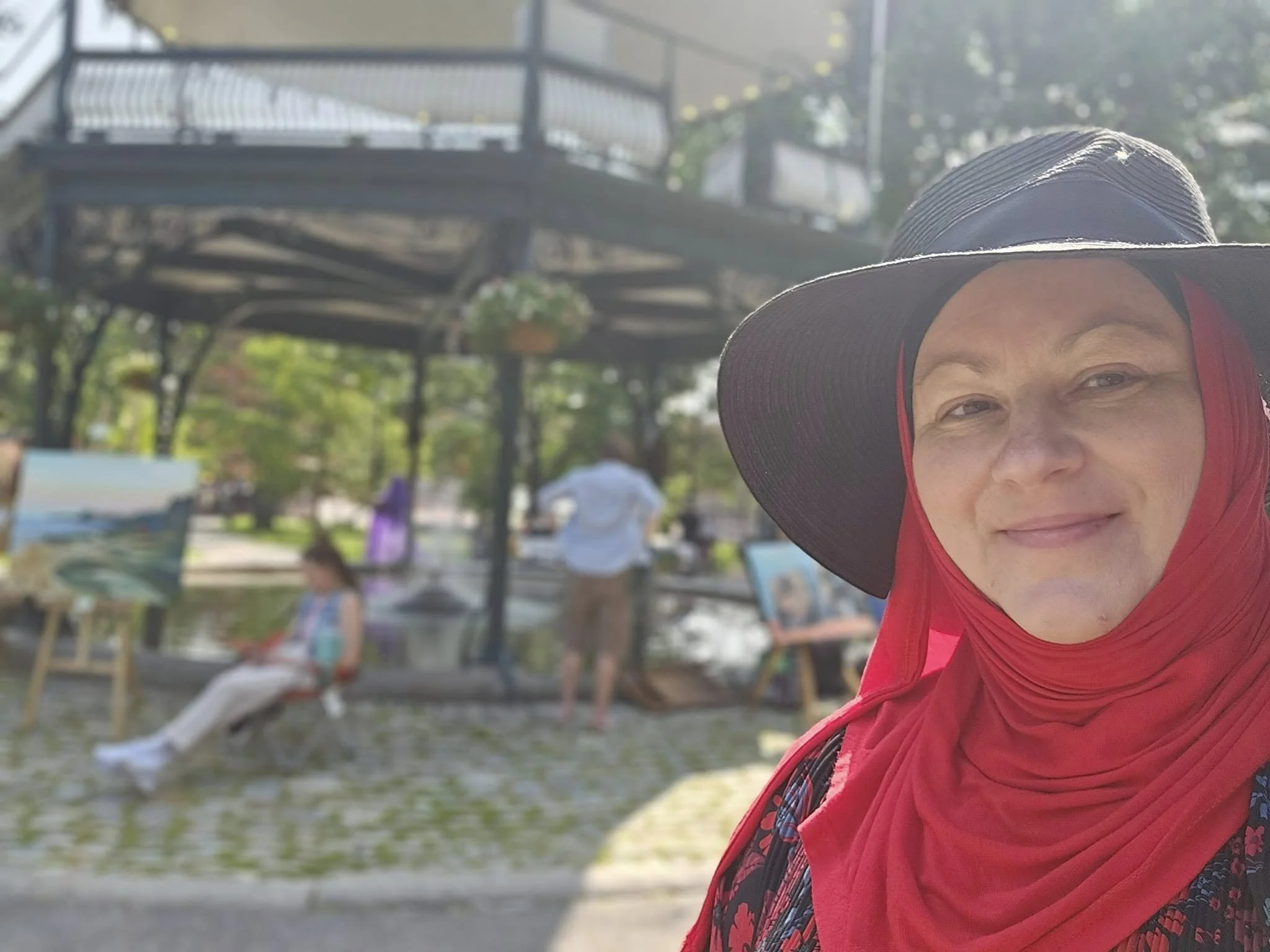 Paula at an event for artists in King Square. There was amazing artwork and chalk murals. 
