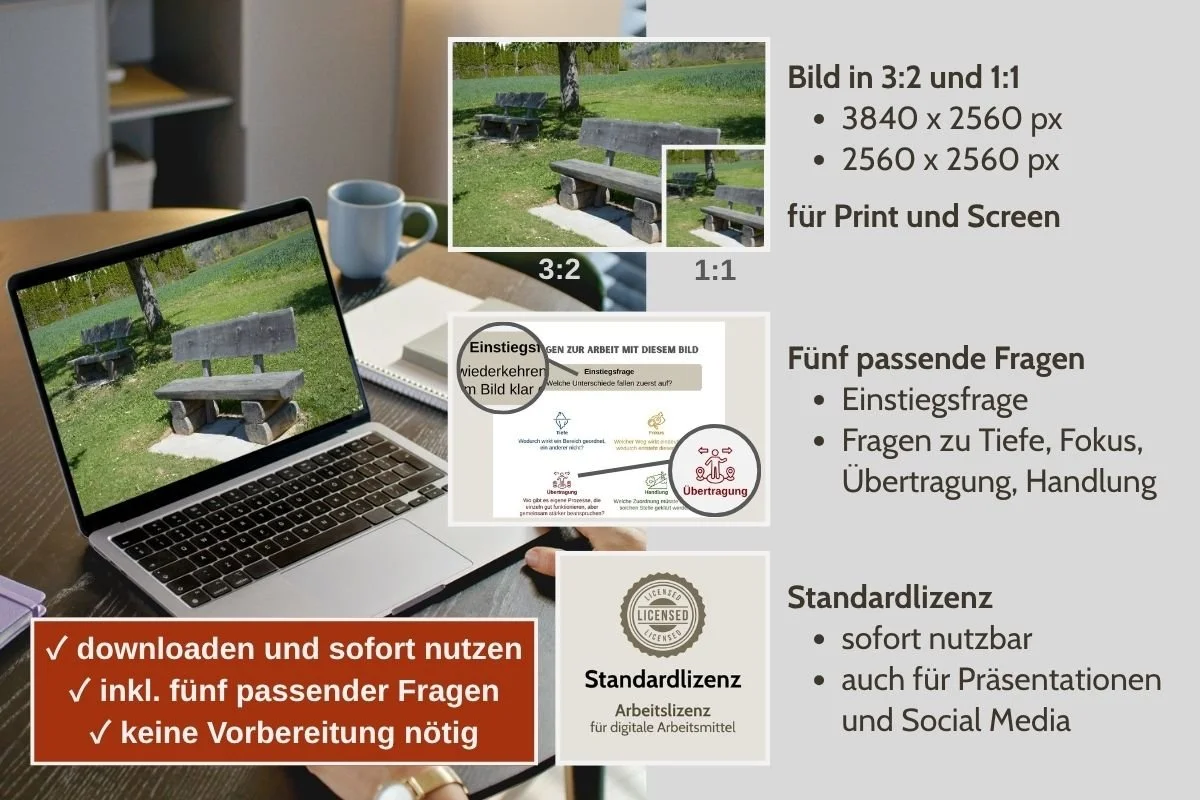 Sonne- und Schattenbank als Bild für Entscheidungen in verschiedenen Formaten, Vorschau von 5 passenden Arbeitsfragen und Standardlizenz