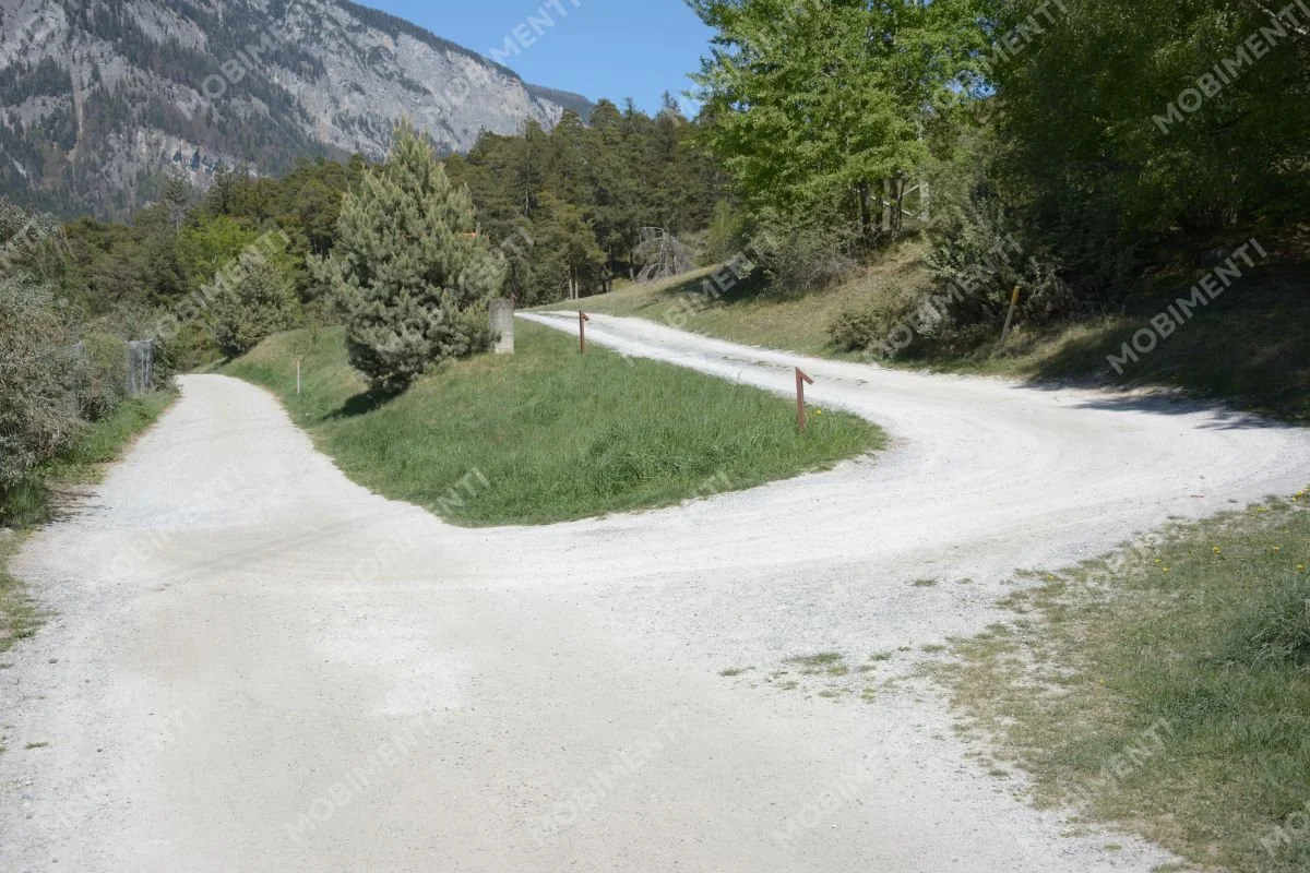 Weggabelung als Bildmaterial für das Abwägen gleichwertiger Optionen