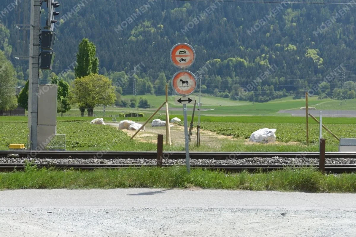 Weg mit Richtungswahl und Verbotsschildern