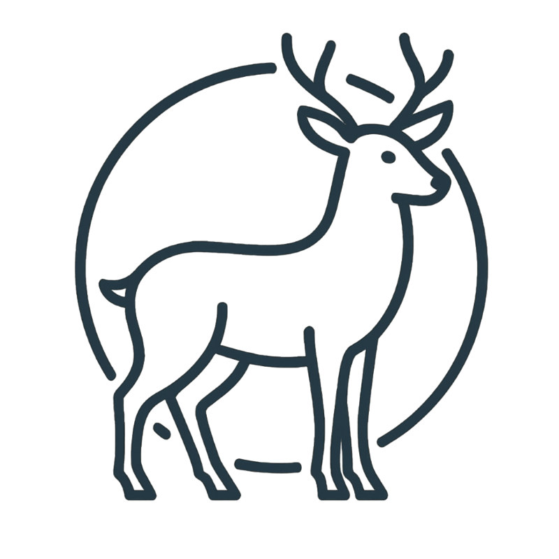 Linien-Icon eines Hirsches mit Geweih im Kreis, Symbol für das Platzhirsch Bild-Abo mit exklusiven Schweiz-Motiven