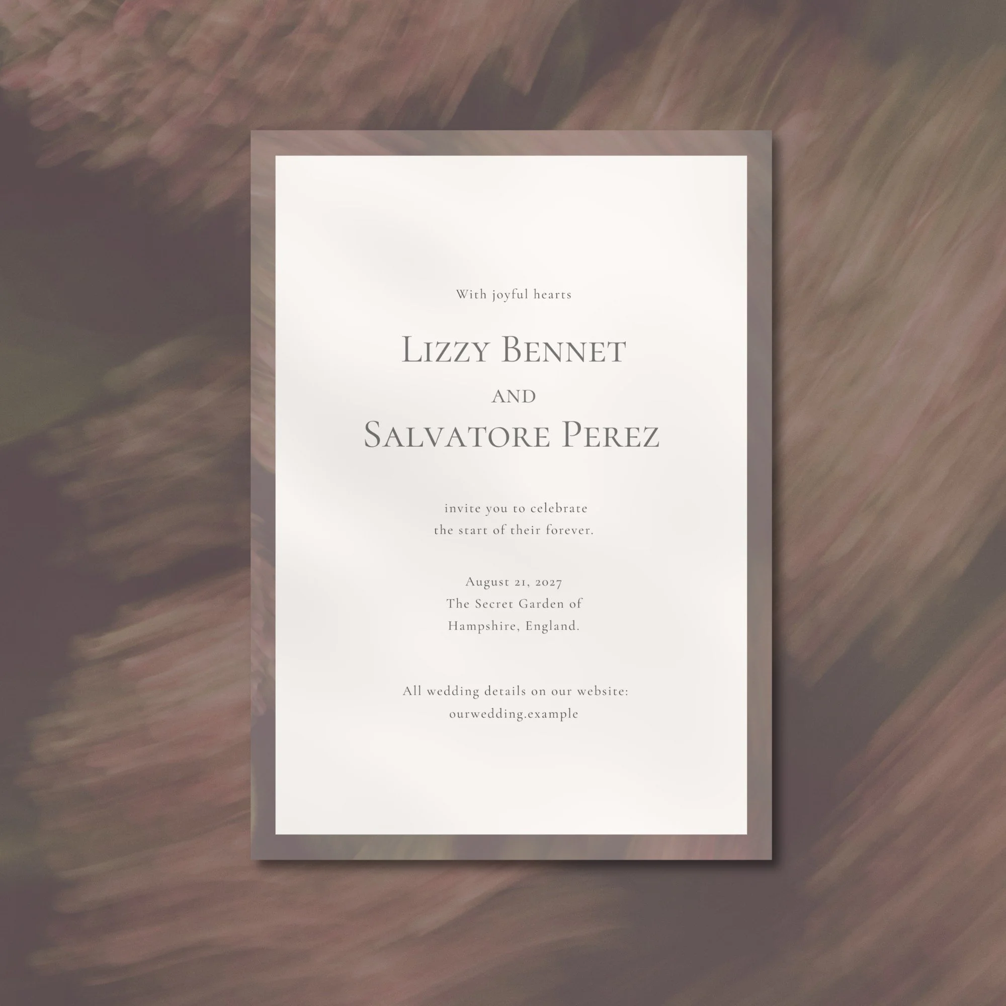 Romantic Canva wedding invitation design close-up
