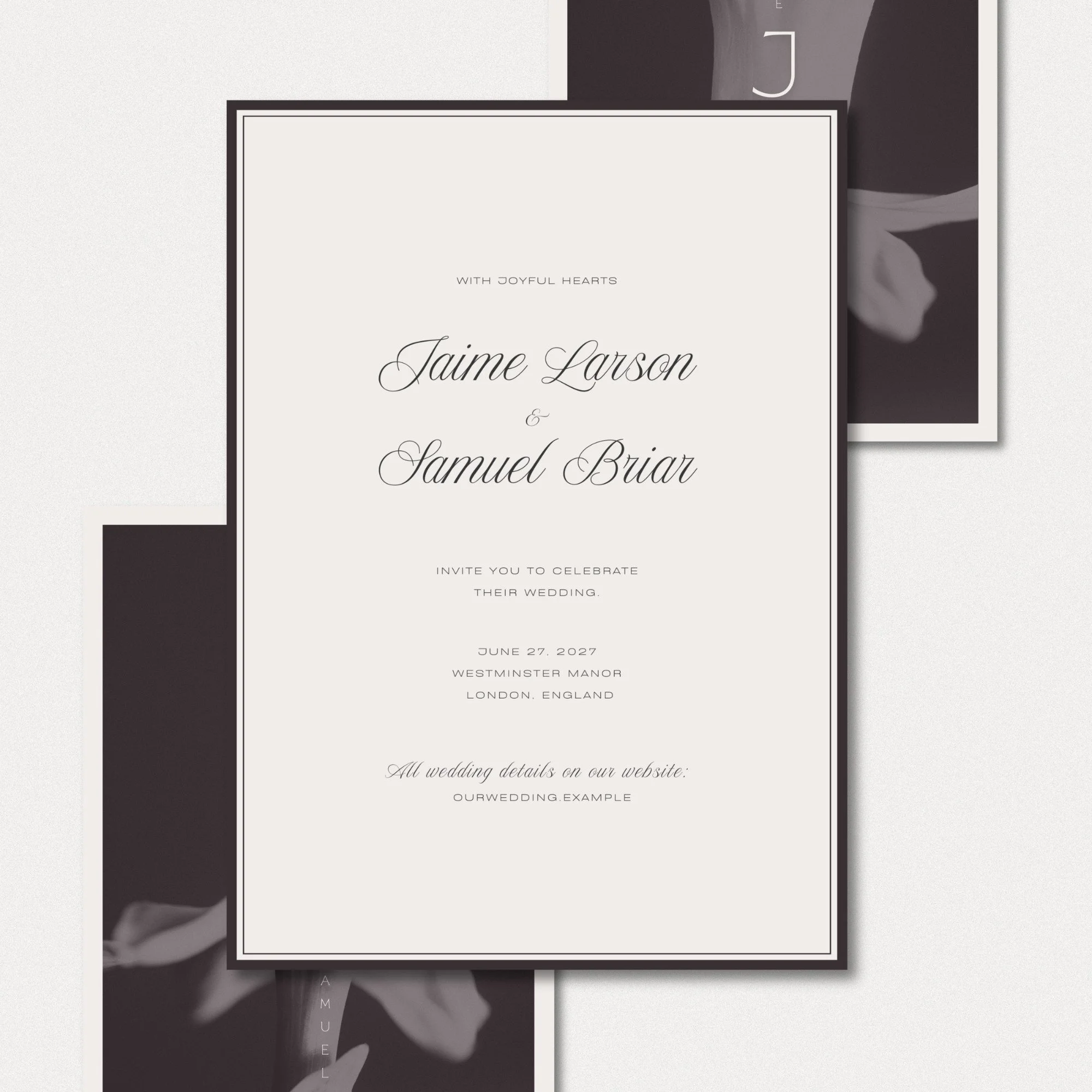 Elegant Canva wedding invitation template design close-up