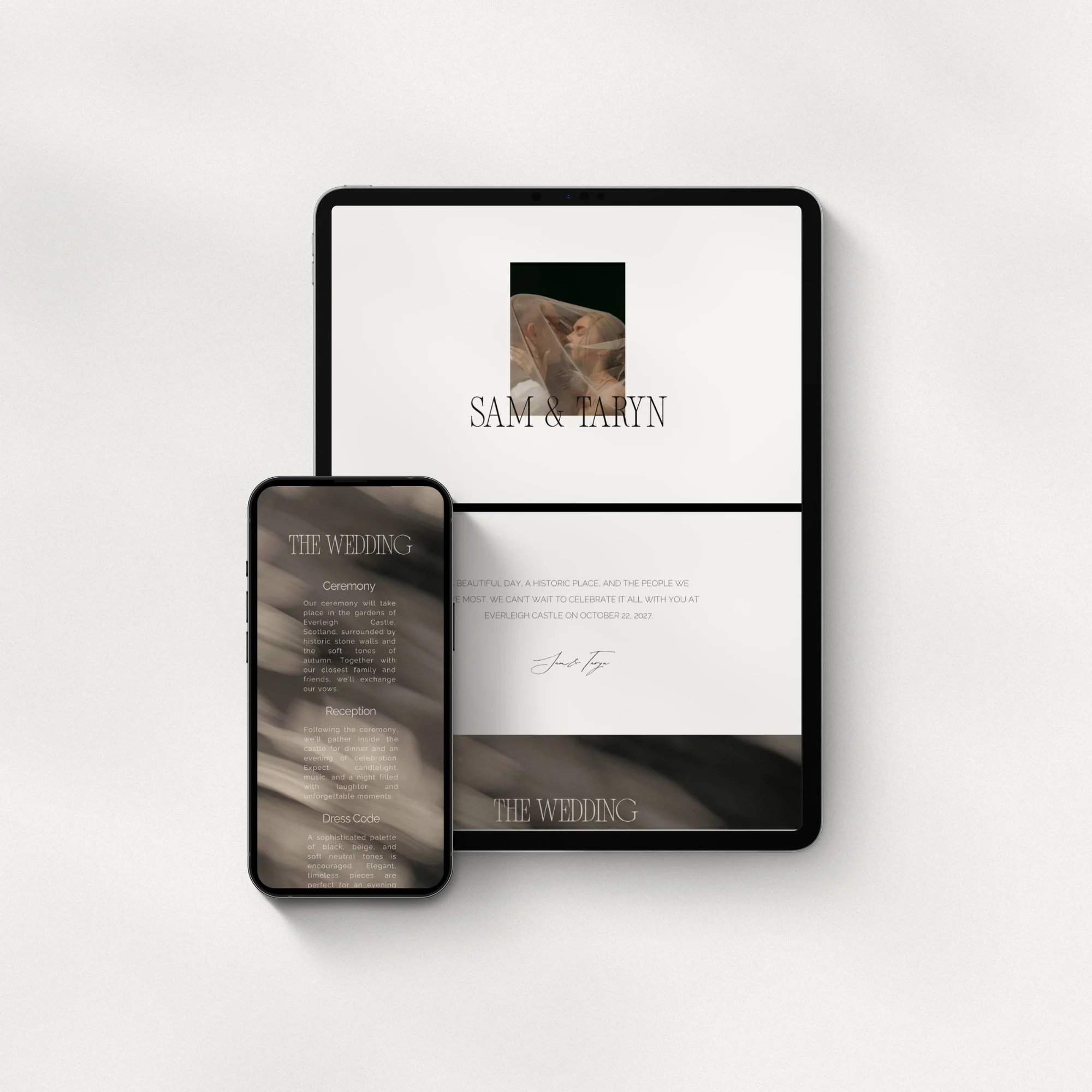 Clean modern wedding website template