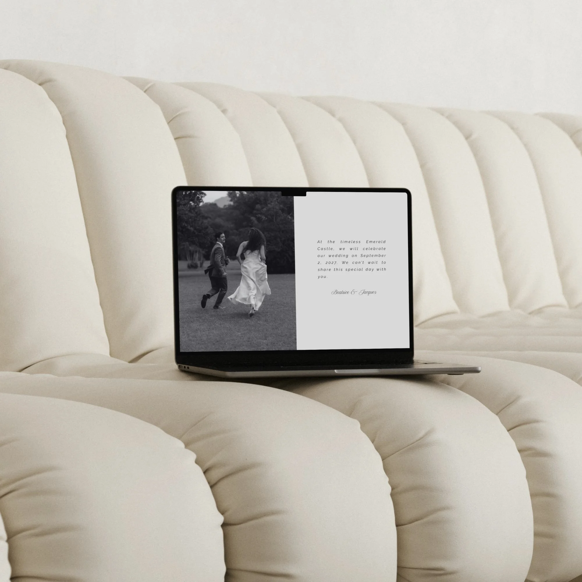 Elegant wedding website design with clean layout