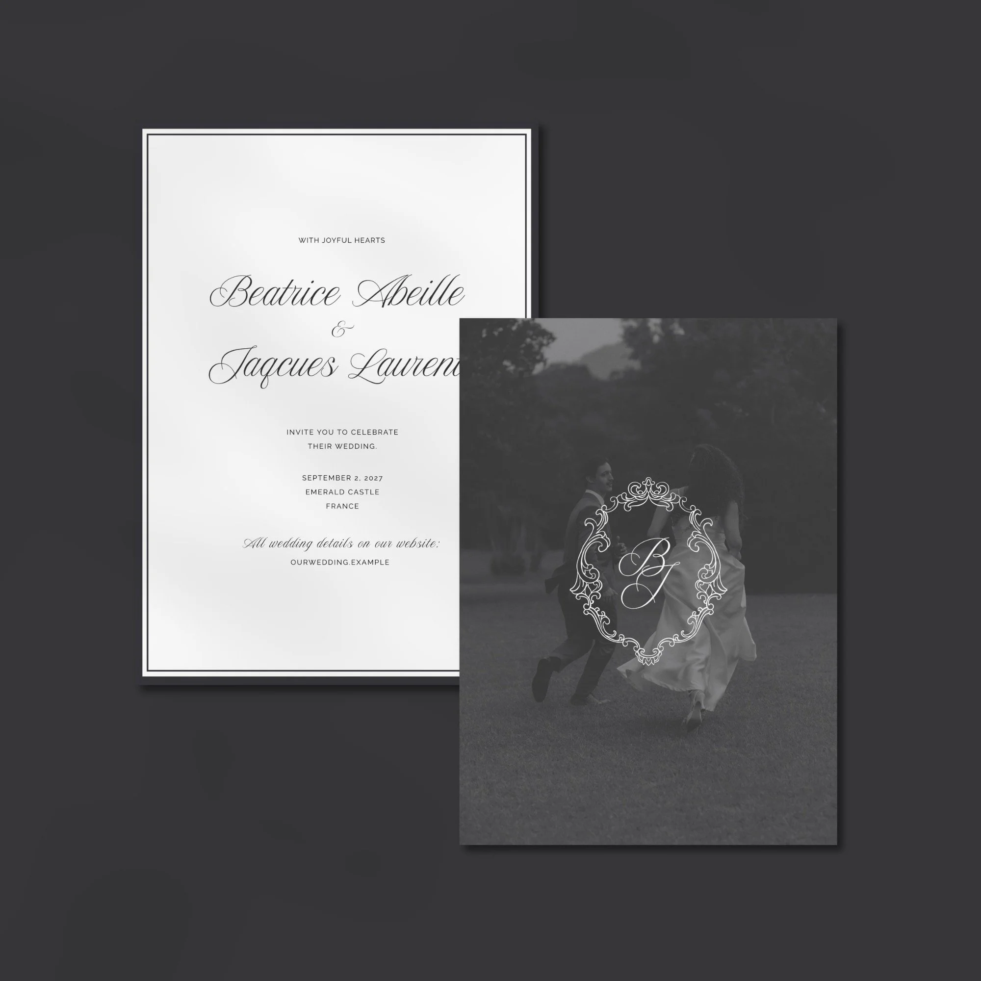 Modern bridal invitation template for Canva customization
