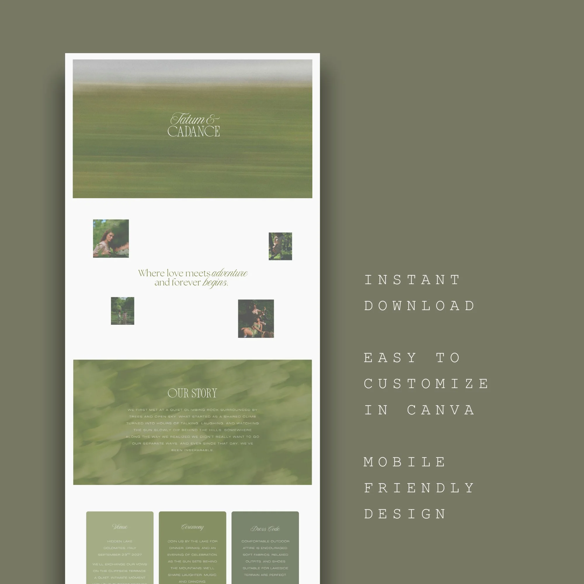 Aesthetic wedding website design details and features