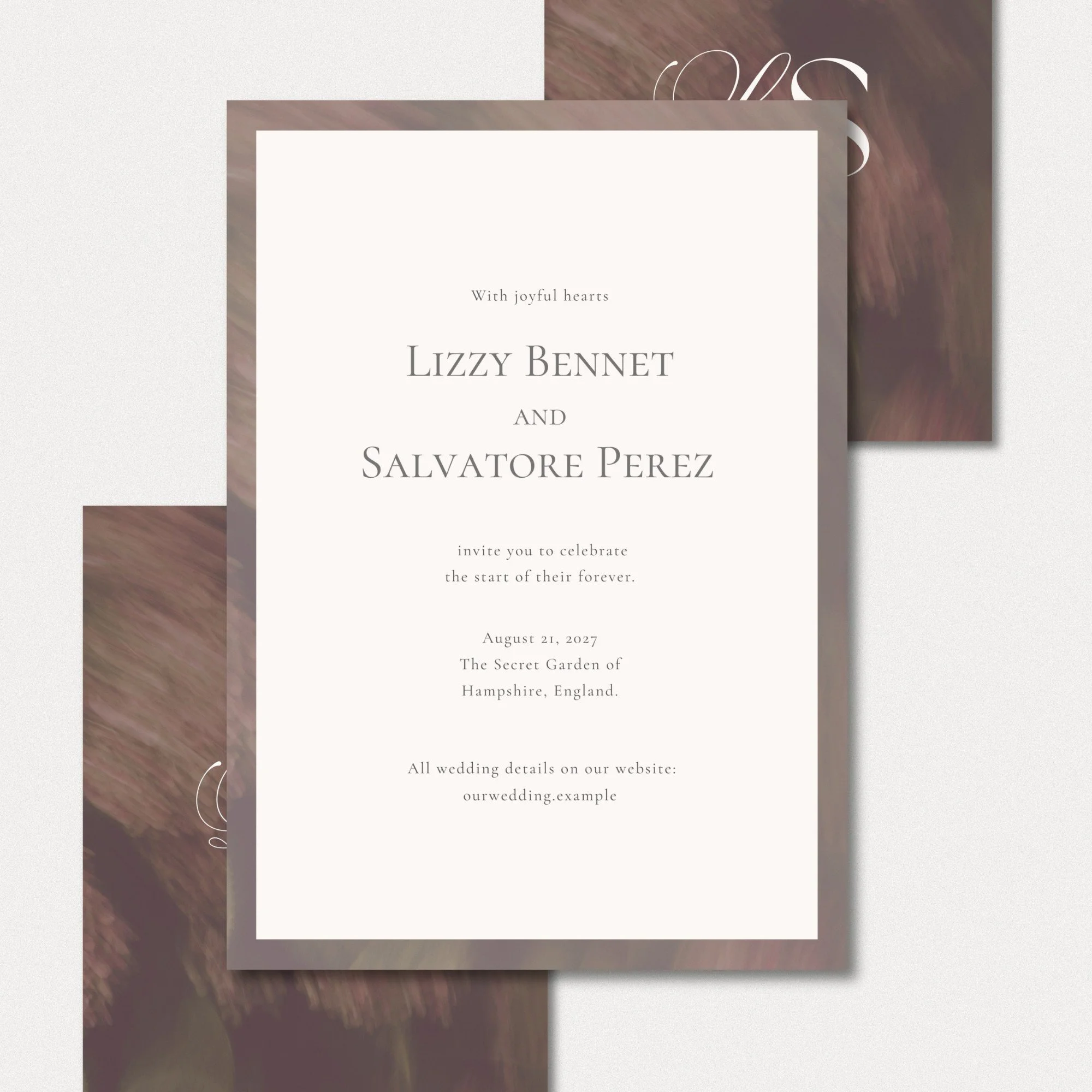 Romantic wedding invitation template editable in Canva
