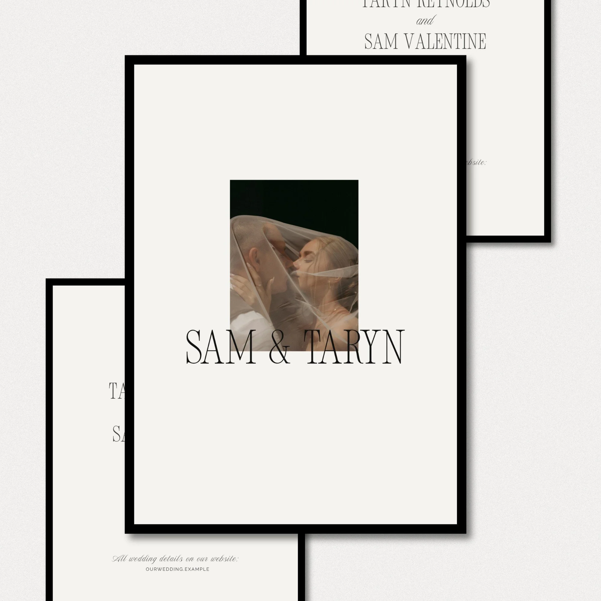 Modern wedding invitation template editable in Canva