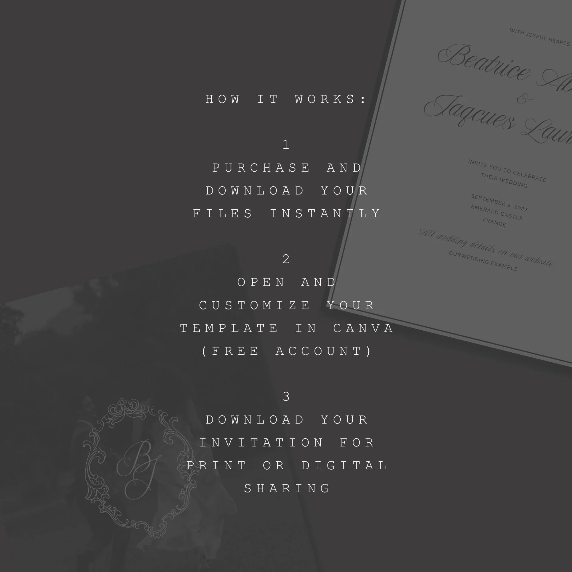 How to customize elegant wedding invitation template in Canva