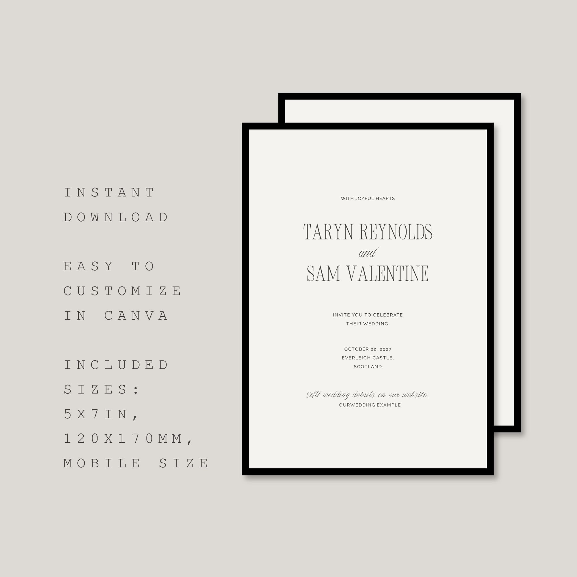 Modern wedding invitation template format overview