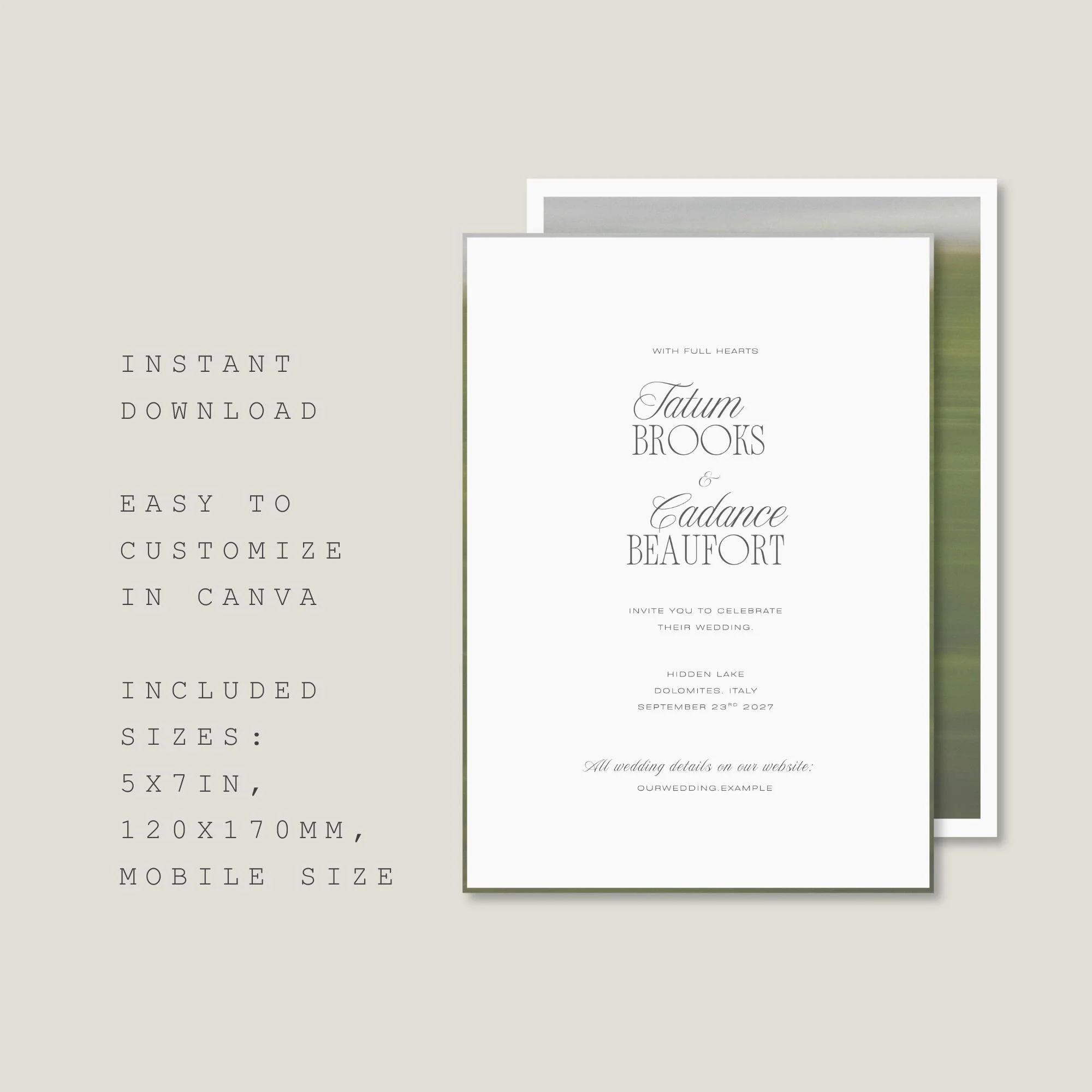 Modern wedding invitation template format overview
