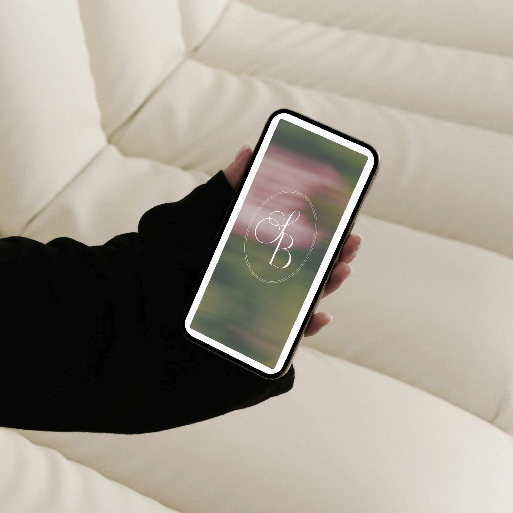 Contemporary romantic mobile wedding website mockup