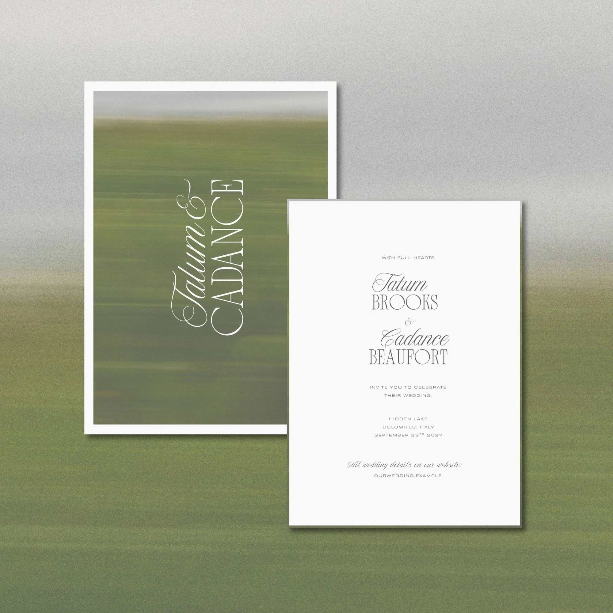 Modern wedding invitation layout in clean minimalist style