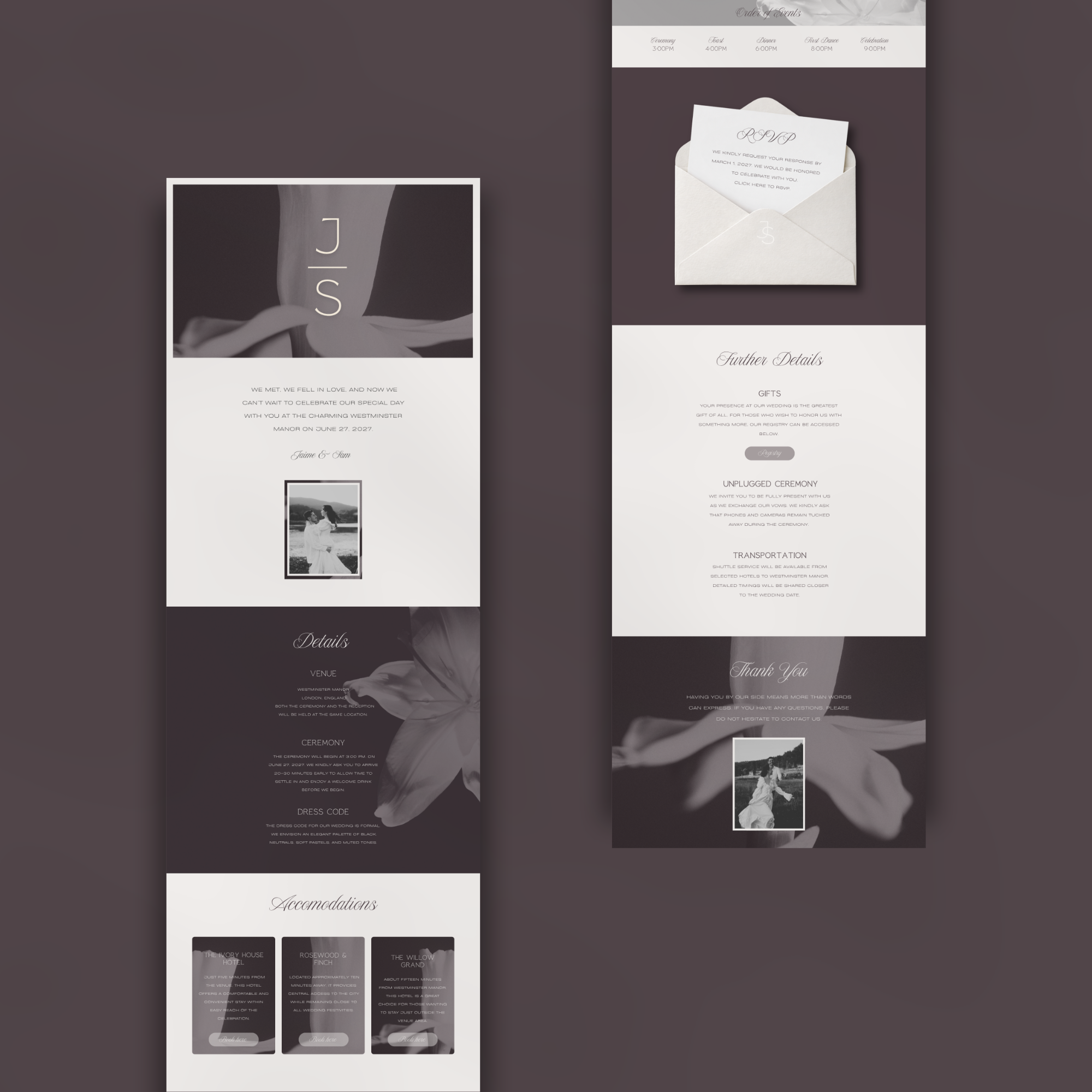 Elegant Canva wedding website design preview