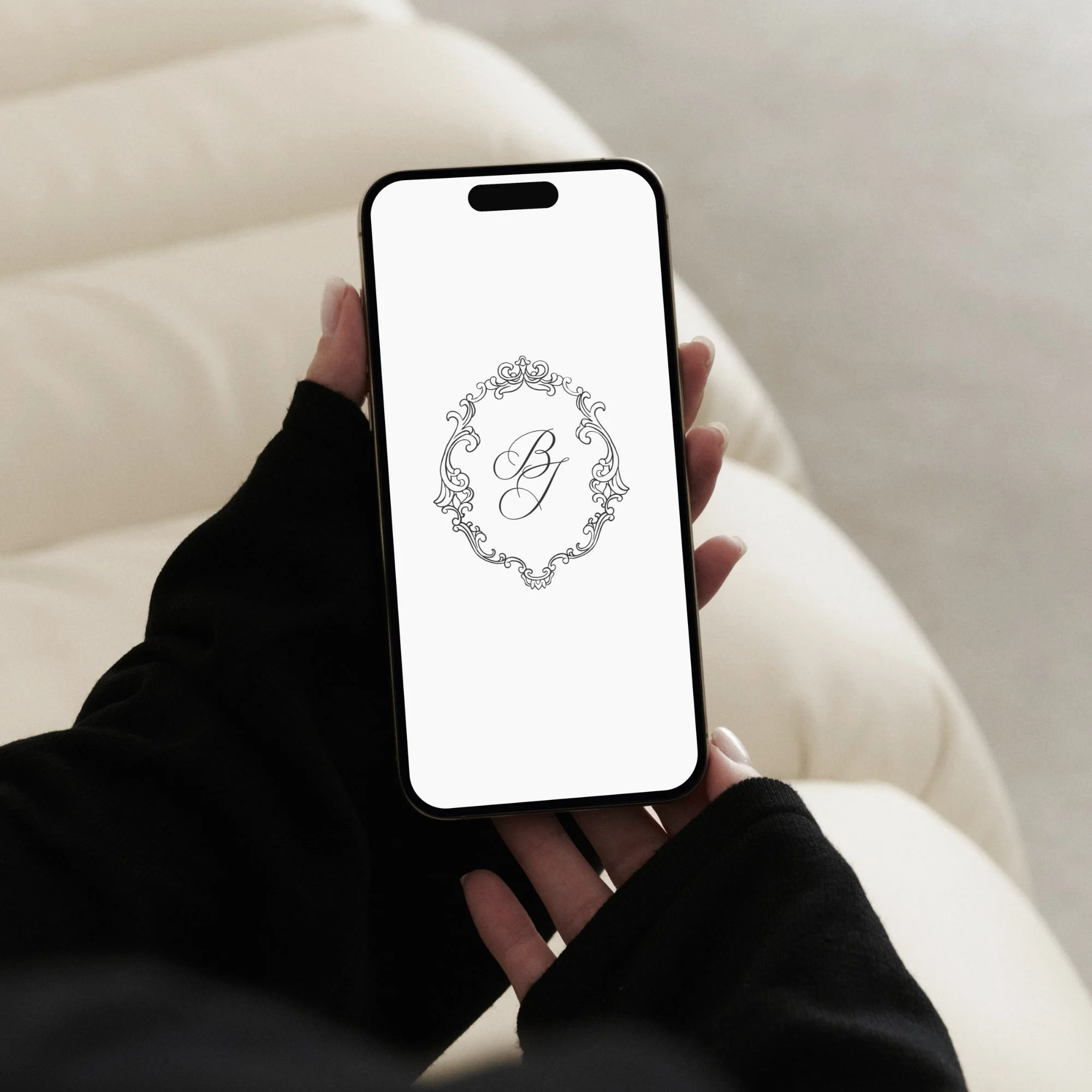 Elegant wedding website mobile mockup for modern weddings