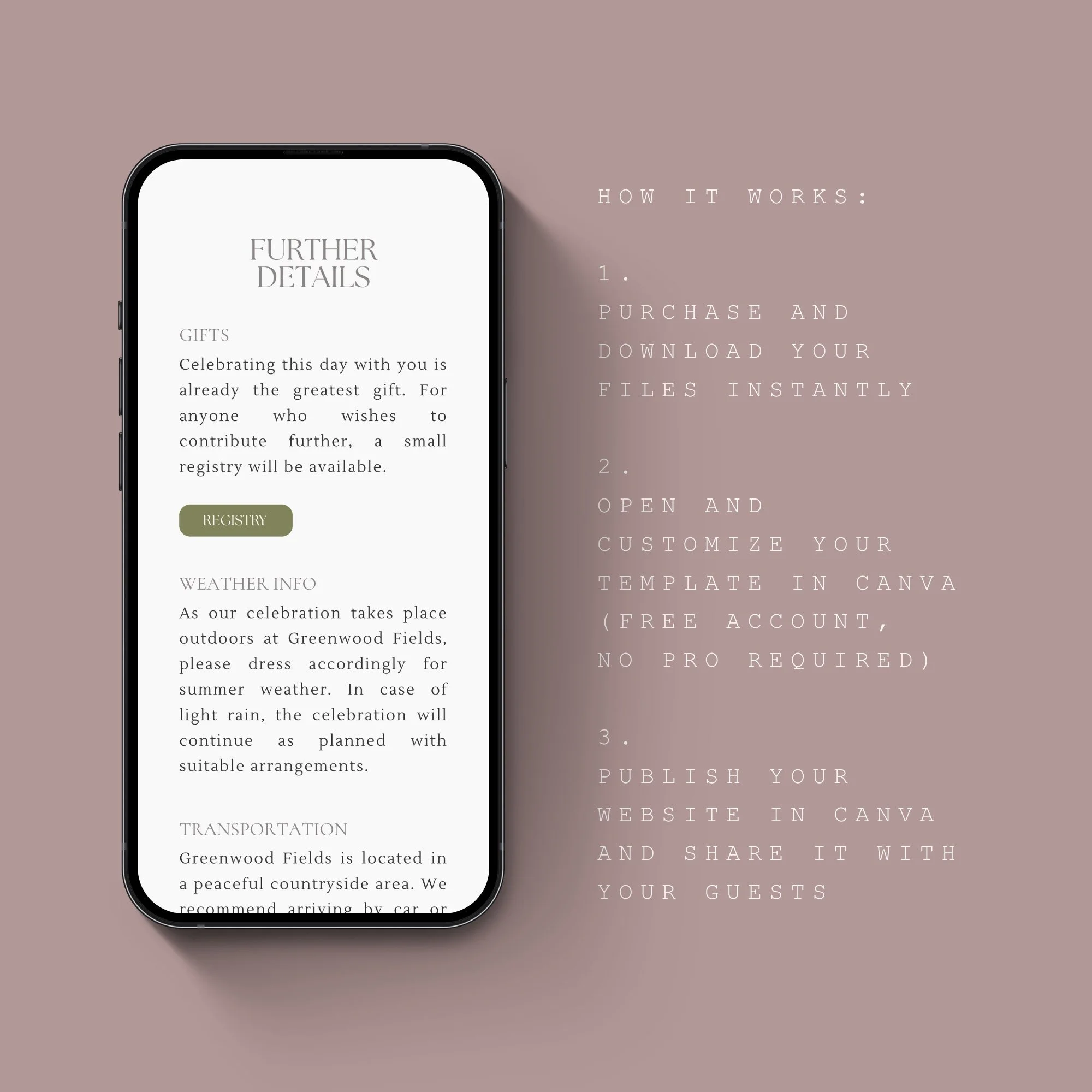 How to edit wedding website template sections in Canva