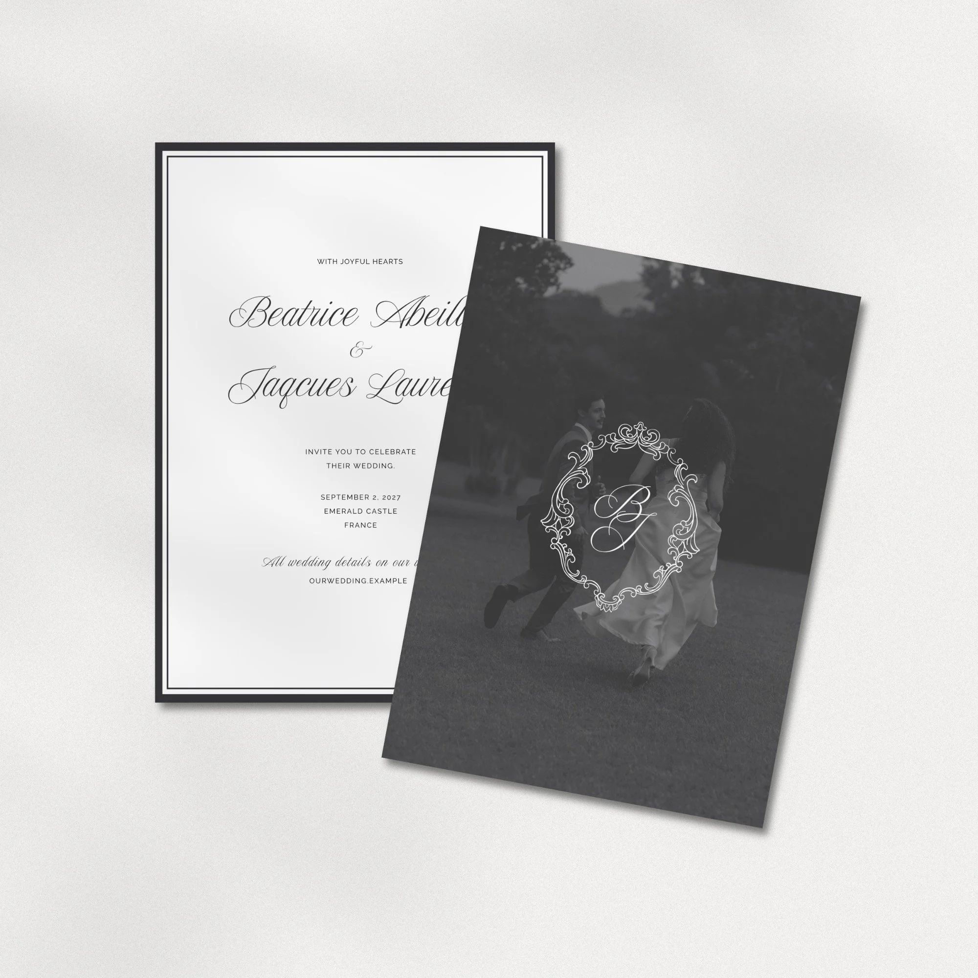 Luxury Canva wedding invitation design close-up