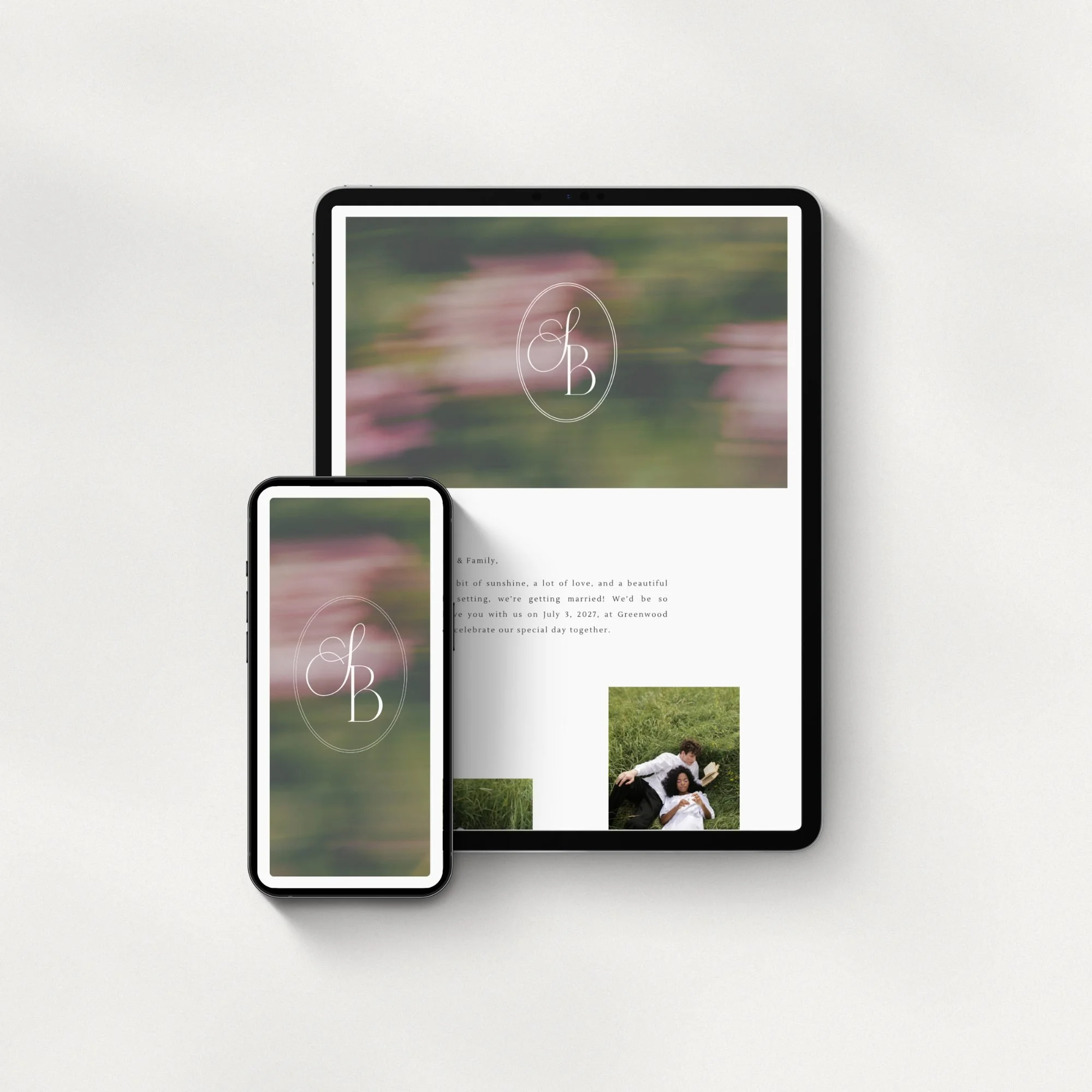 Minimal romantic wedding website template