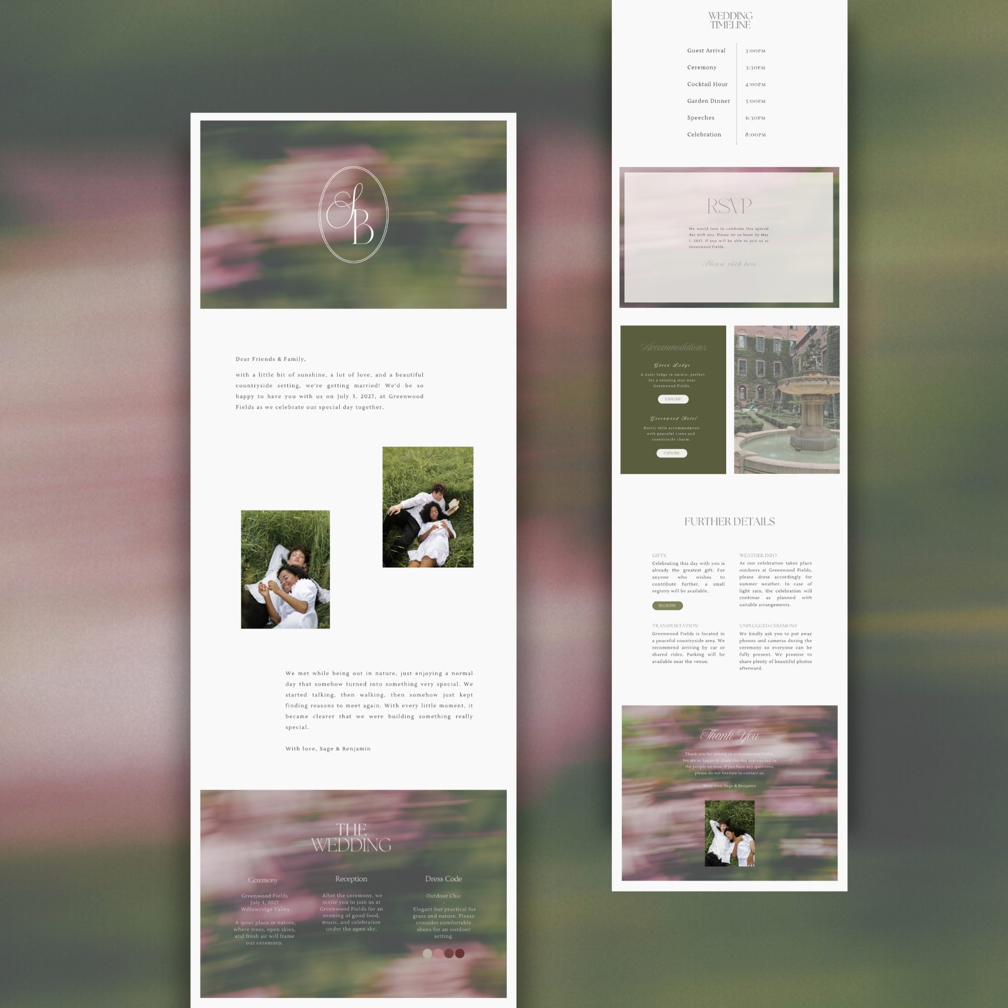 Refined minimalist wedding website design