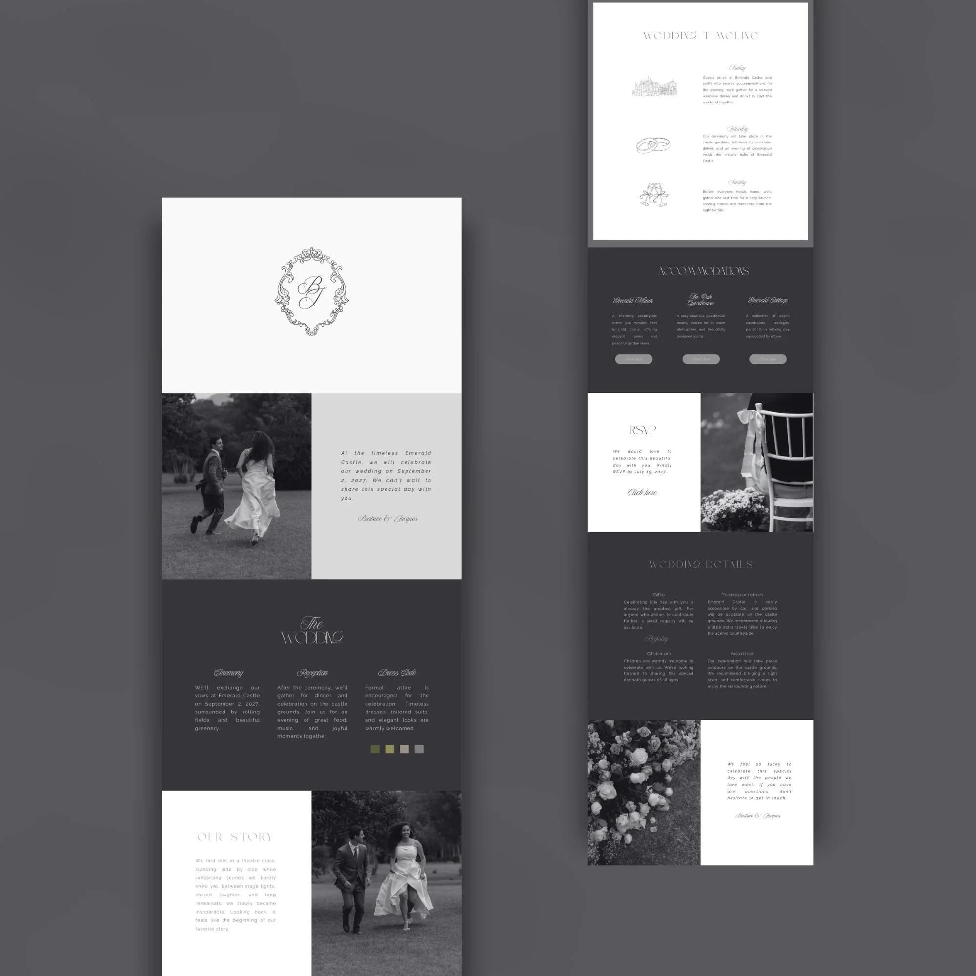 Luxury Canva wedding website design preview