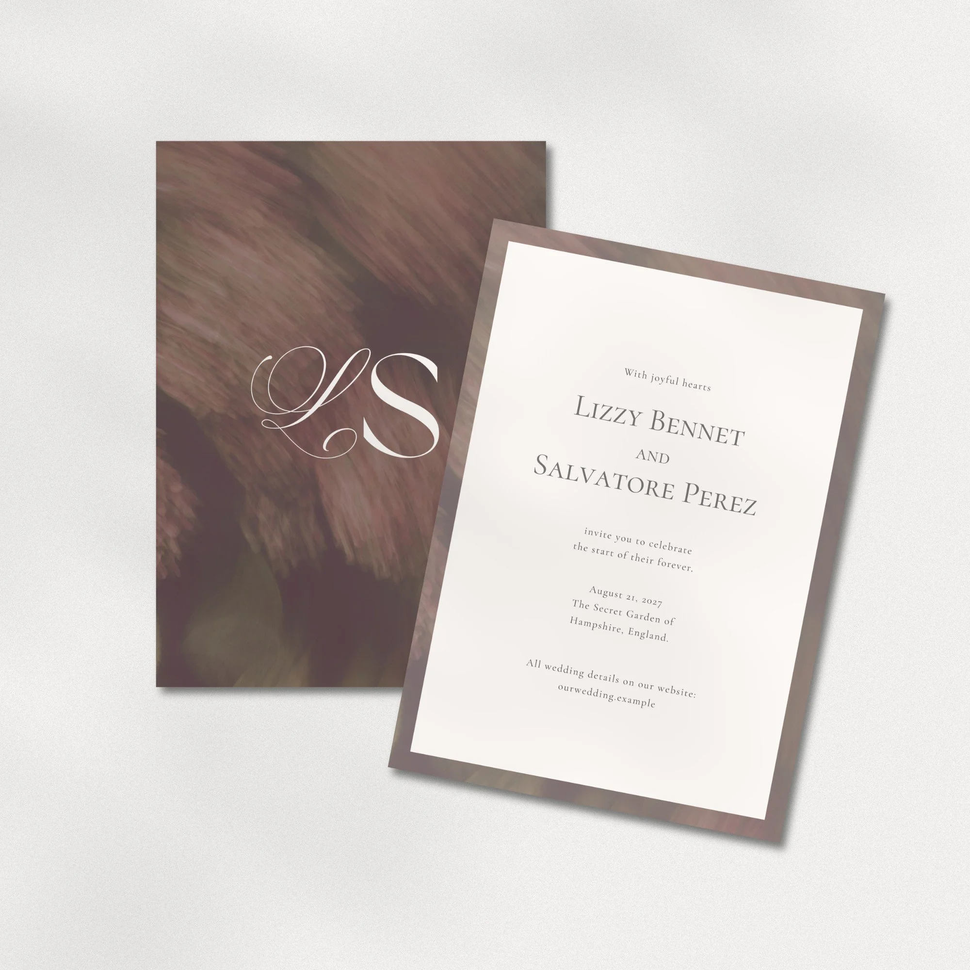 Romantic Canva wedding invitation design close-up