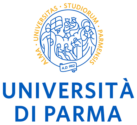 The logo of the University of Parma, featuring a blue and white emblem with a classical scene, and the name in bold blue letters.
