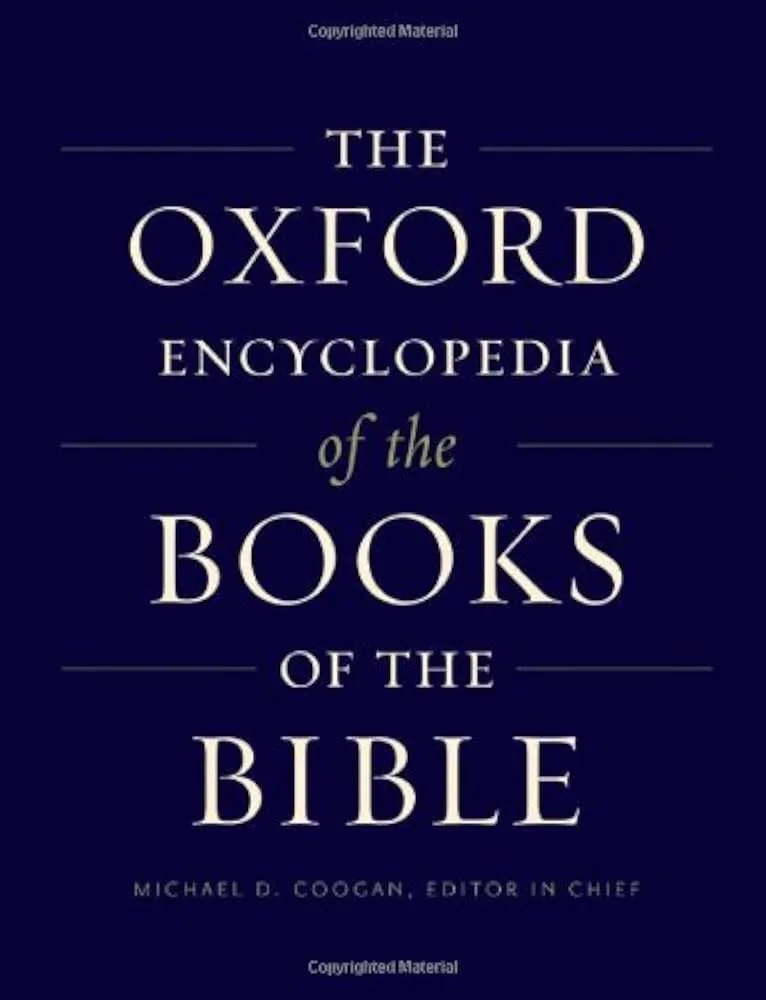 Cover of 'The Oxford Encyclopedia of the Books of the Bible,' edited by Michael D. Coogan, with a blue background and white text.