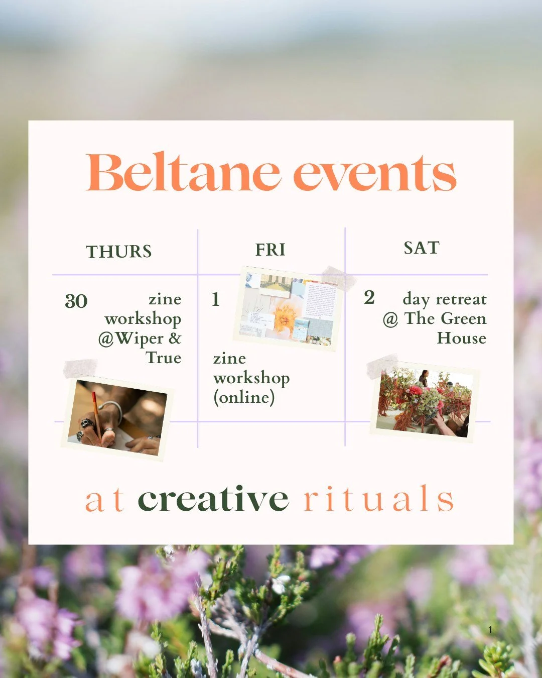 Three simple ways to celebrate Beltane with us ✨

Whether you join us for a cosy evening workshop or a full day retreat, each session is designed to help you slow down, get creative, and reconnect with yourself as the seasons shift.

Expect gentle gr
