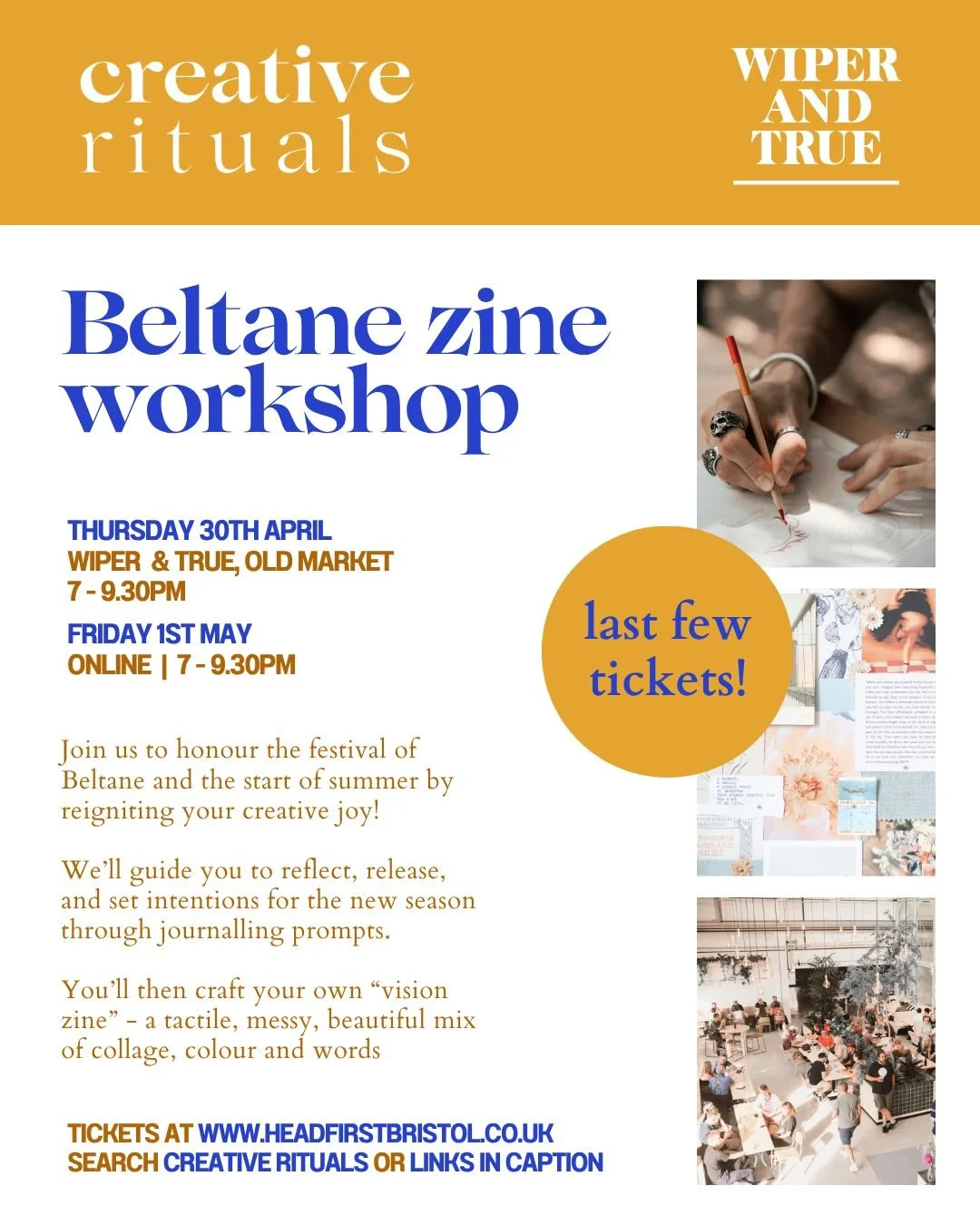 Last few tickets left! Cut, stick, journal, doodle and daydream with us @wiperandtruetaproom in Old Market, Bristol, or from the comfort of your home ✂️

We&rsquo;ll bring the art supplies, a table full of collage scraps, prompts to get you thinking,