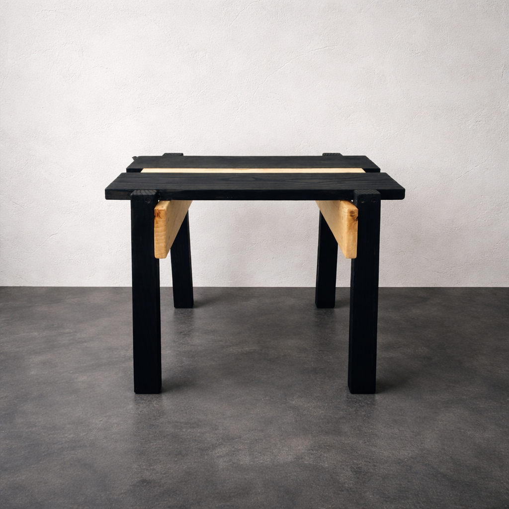 vue face tabouret bois artisanat ébénisterie yakisugi minimaliste .PNG