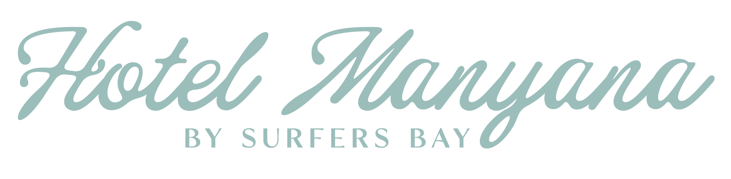 Logo for Hotel Mauna by Surfers Bay in script font.