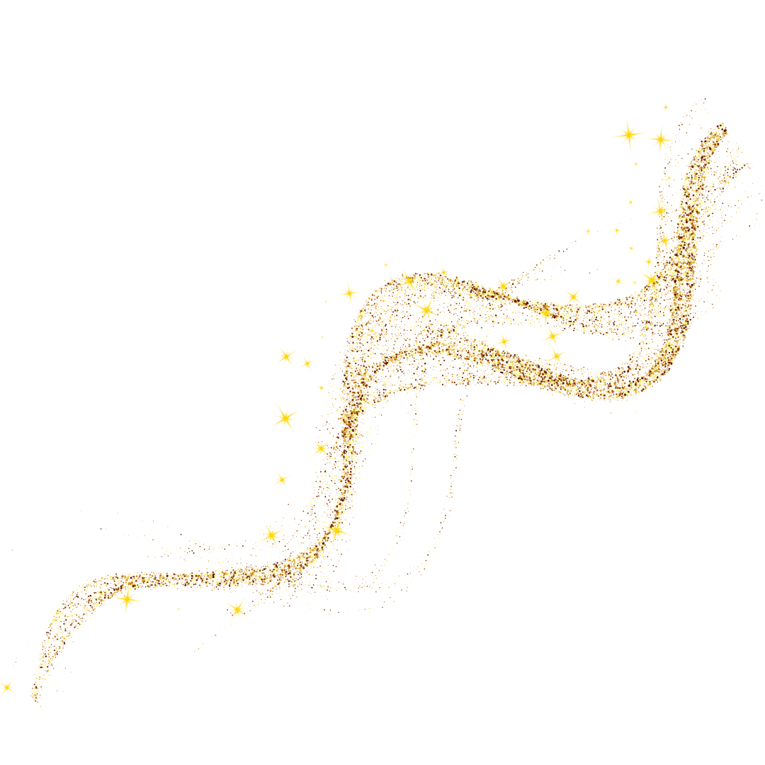 A glowing gold and yellow star-shaped trail on a black background, resembling a shooting star or magic wand.